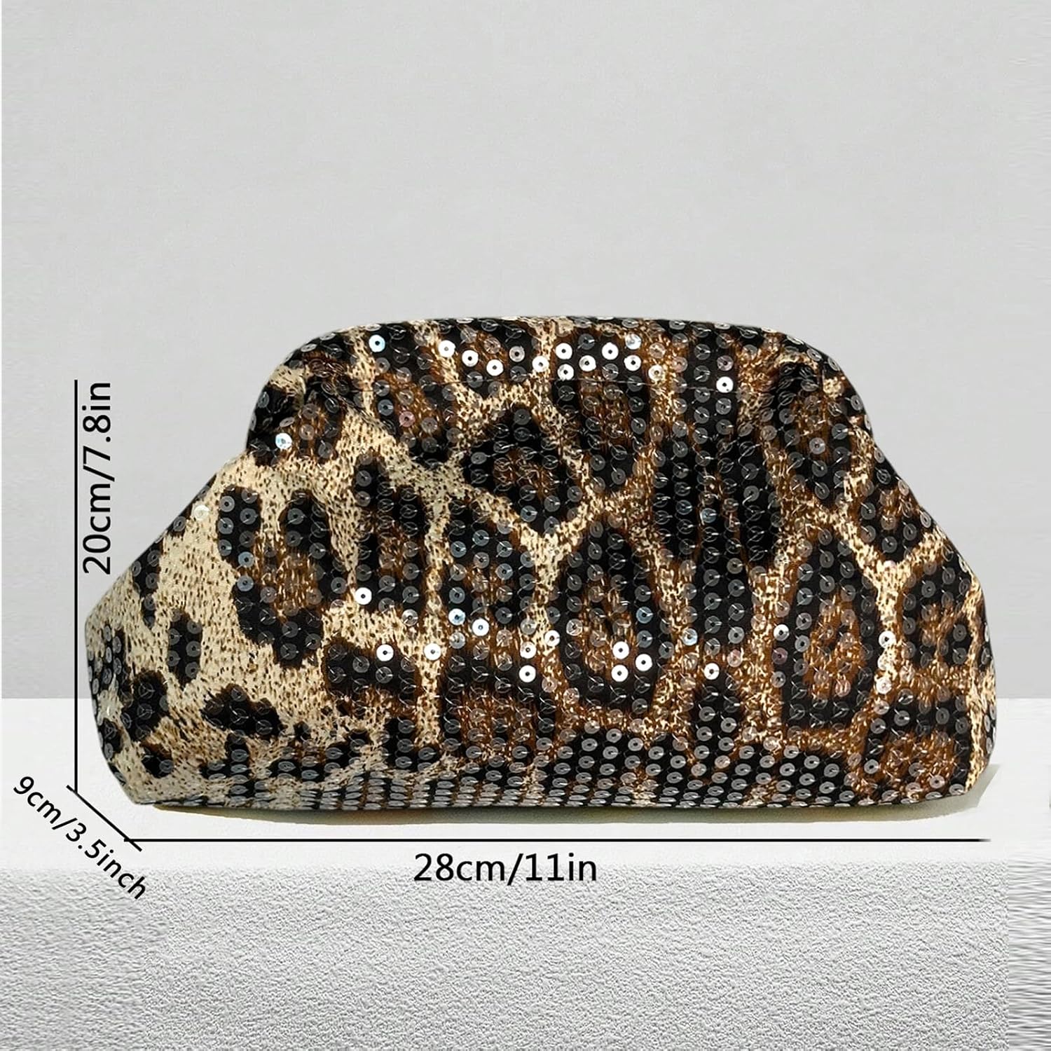 ENBEI Women's Leopard Print Sequin Clutch Purse Sparkly Evening Handbag Stylish Women's Wallet for Party, Wedding, Prom and Casual Outfits Trendy Leopard Clutch for Women | Sequin, Leopard Print