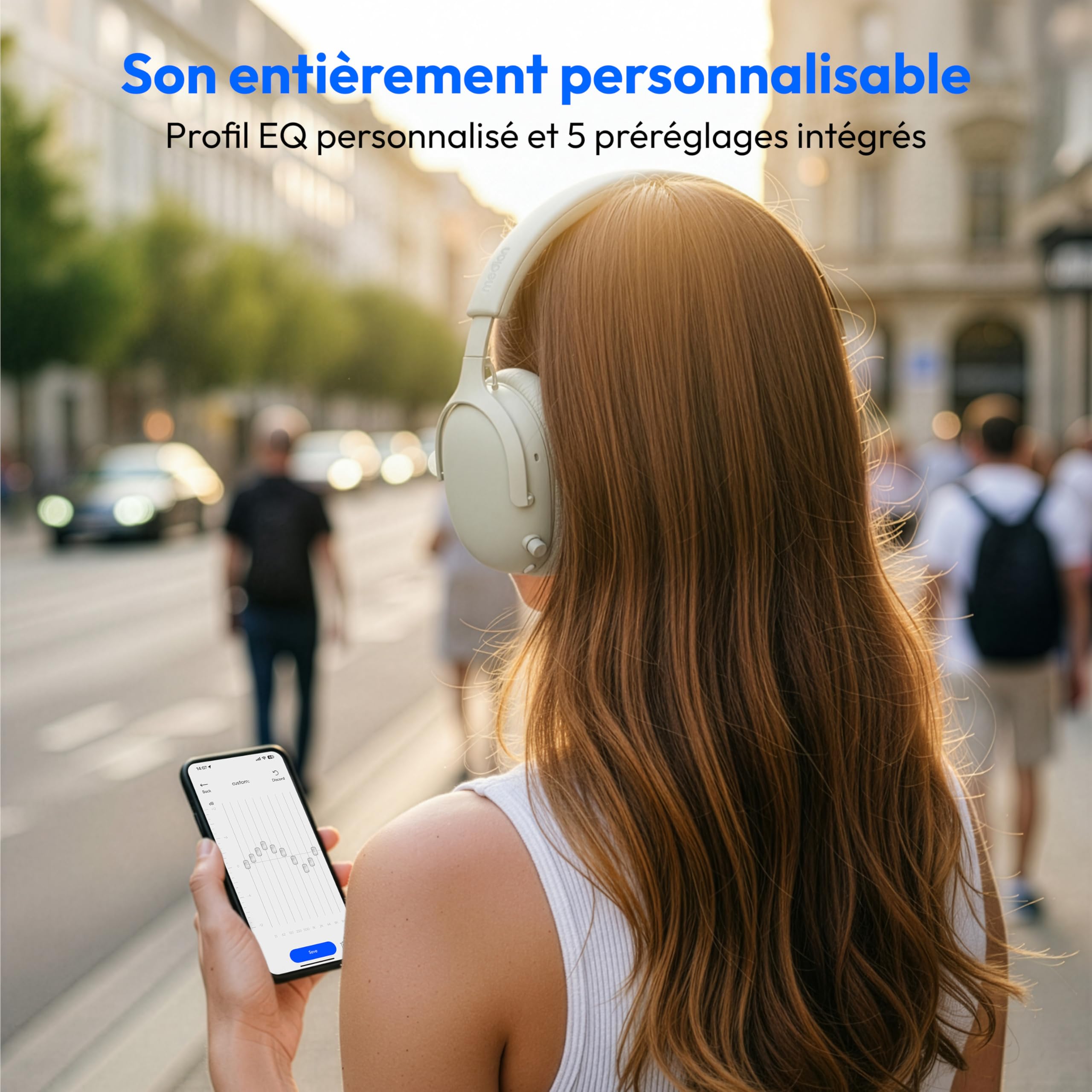 MEDION Casque Over Ear HX-1 Plus (sans Fil, réduction de Bruit Feed Forward, Bluetooth 6.0, 5+1 préréglages EQ, Jusqu’à 100 h d’autonomie, Protection Anti-éclaboussures IPX4), Monochrome