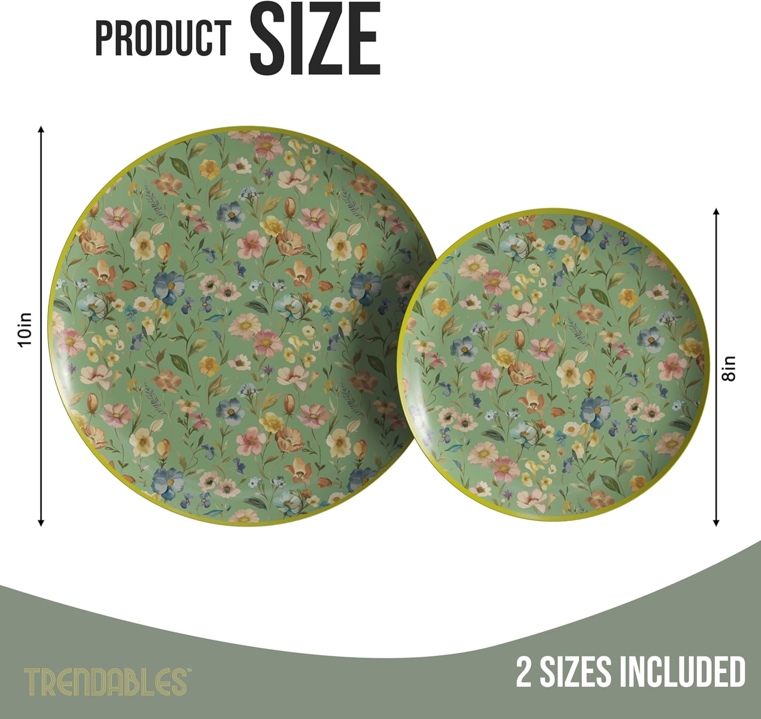 Trendables Heavy Duty Paper Plates Set For 32 Guests - 32 Each Of 8-inch And 10-inch Disposable Plates For Party - Fancy 64 Piece Dinnerware Set For All Occasions | Floral Design, Bouyant