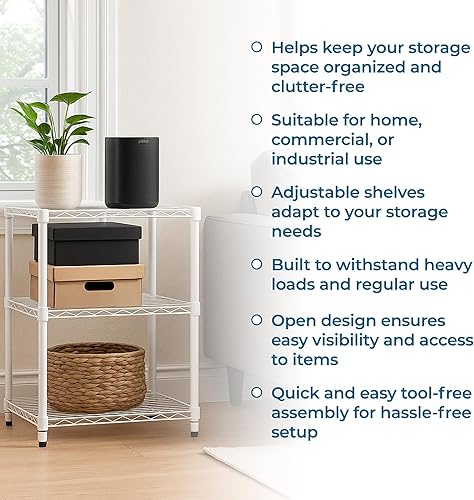 Miniatura 5 de Honey-Can-Do Estantes ajustables de 5 niveles, estante de almacenamiento de metal con capacidad de estante de 250 libras, blanco, 18 pulgadas de