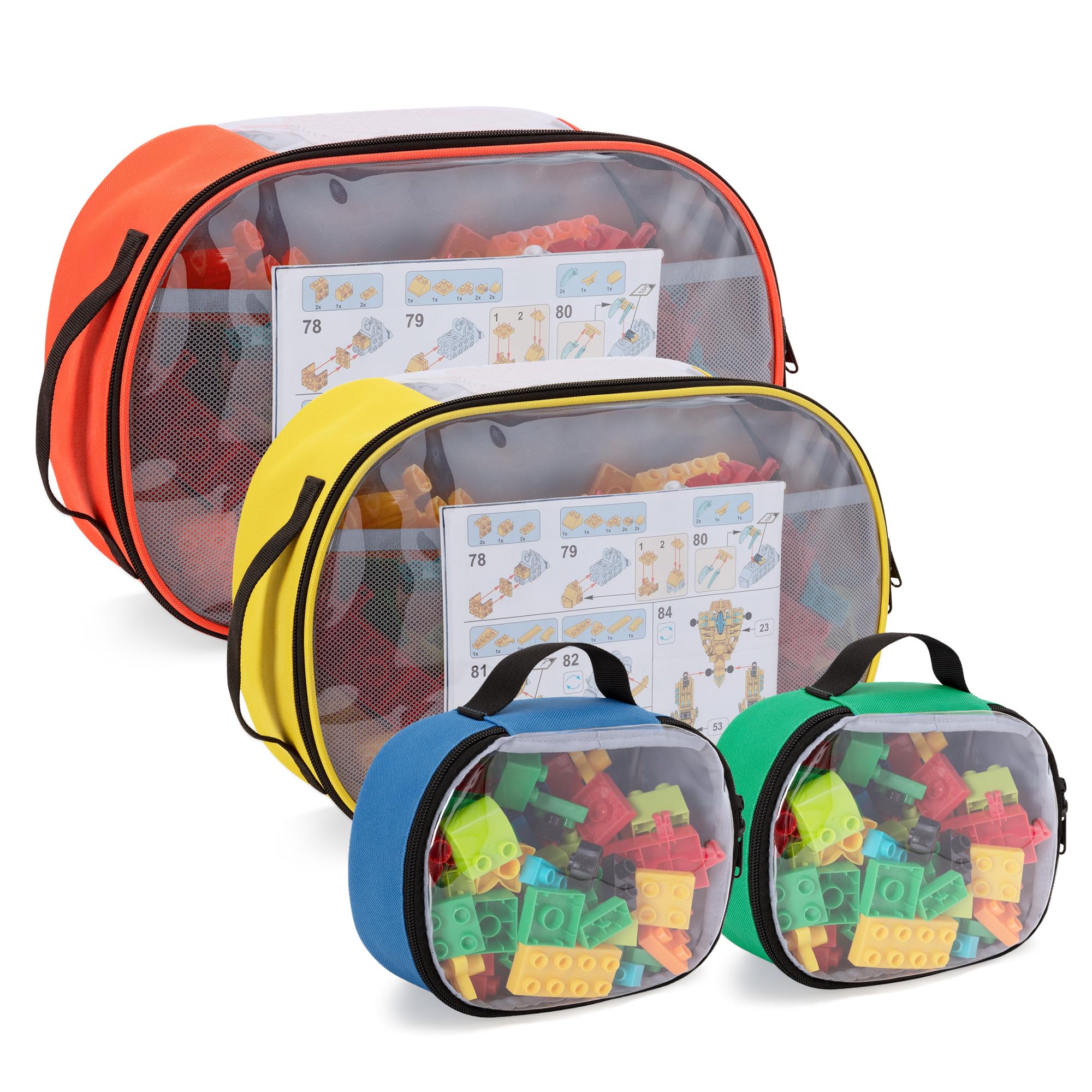 Lot de 4 sacs de rangement pour jouets, briques classiques, sac de rangement, étui de voyage pour jouets de construction, puzzles