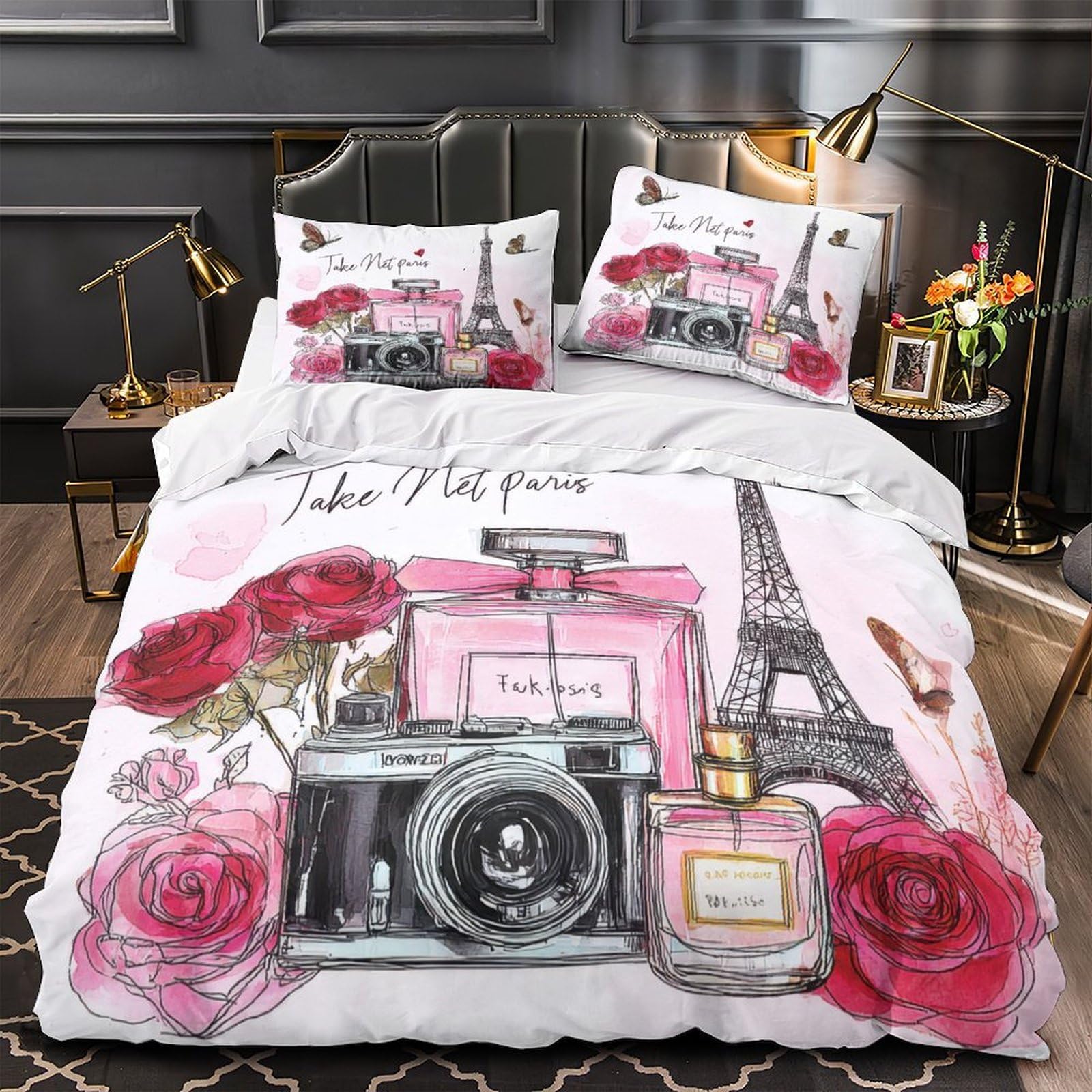 Parure de lit Tour Eiffel pour une chambre d'ado romantique au style parisien