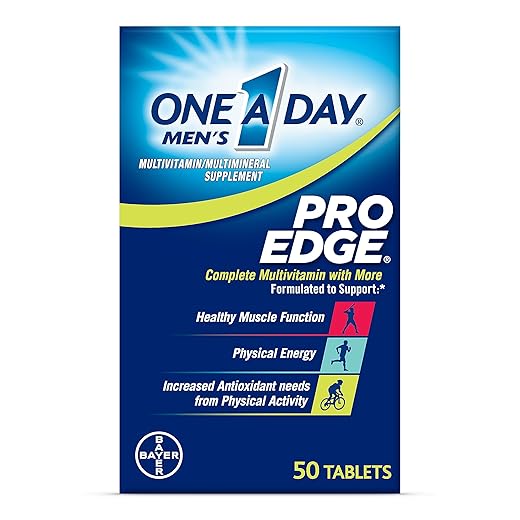 One A Day Men’s Pro Edge Multivitamin, Supplement with Vitamin A, Vitamin C, Vitamin D, Vitamin E and Zinc for Immune Health Support* and Magnesium for Healthy Muscle Function, Tablet 50 Count
