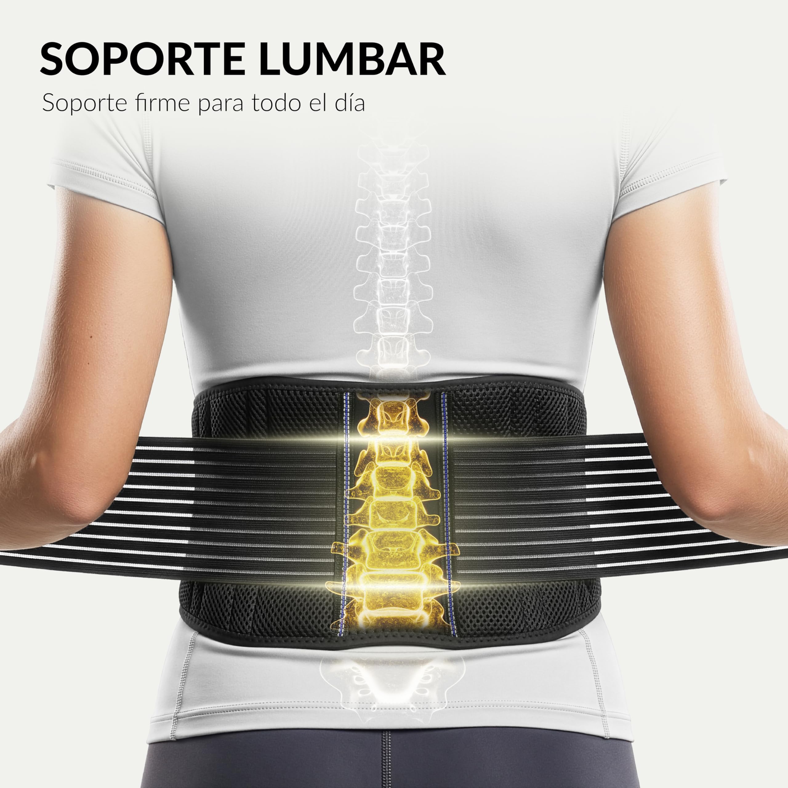 BraceUP Faja Lumbar Hombre y Mujer - Cinturon Lumbar Transpirable para Espalda Inferior, Soporte para Ciática (S/M 70-90 cm)