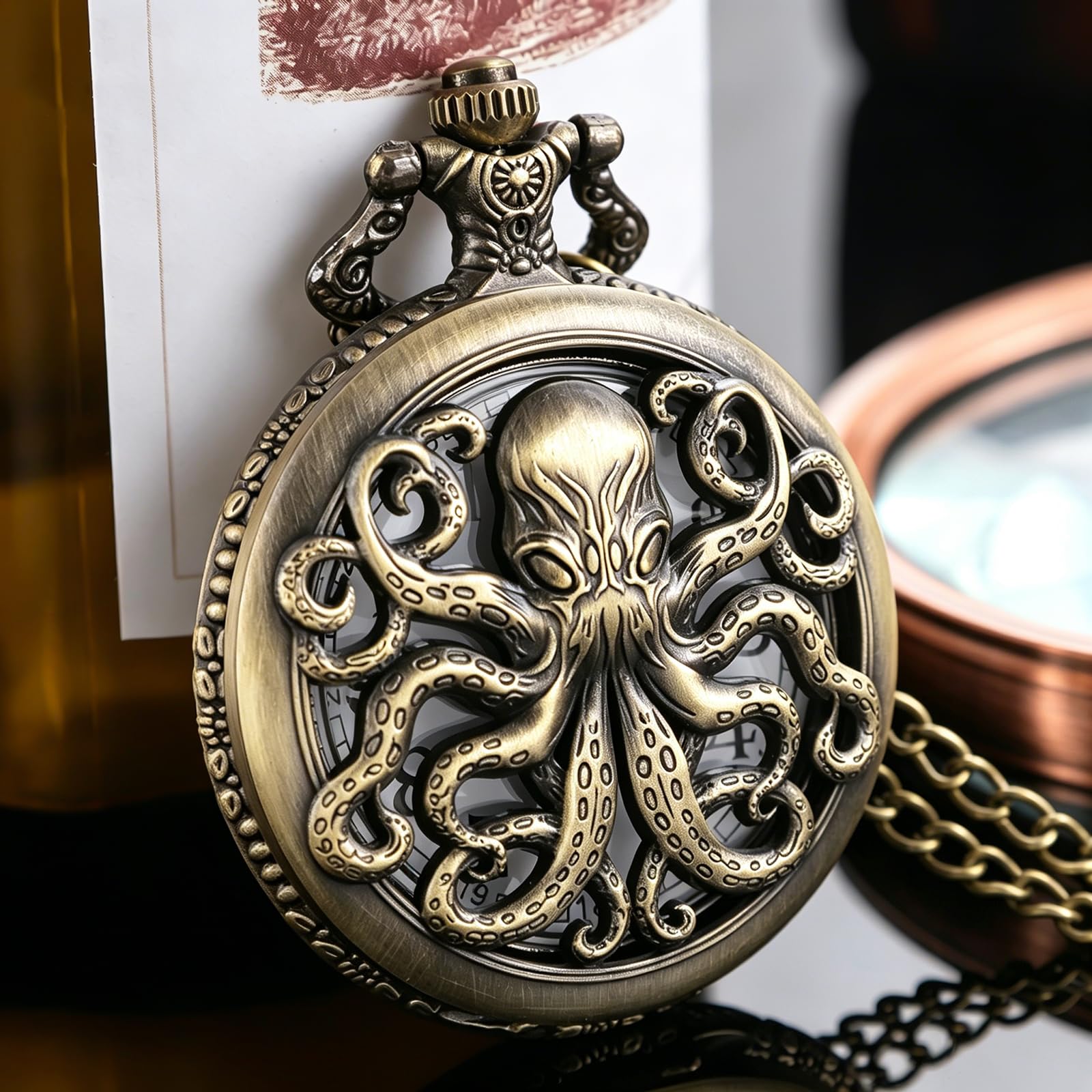 Van Gogh Starry Night Moon Hollow Cassa Argento Quarzo Numeri Romani Orologio da Tasca Regalo di Natale per Uomini Donne (con Borsa Regalo)