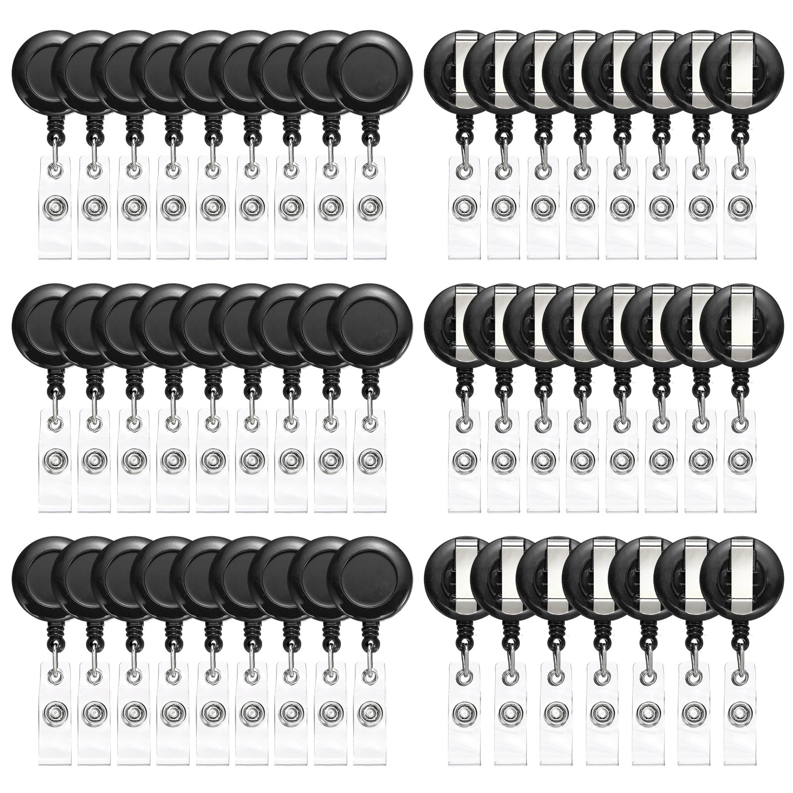 PATIKIL 50 Pcs Badge Reel, Retractable Badge Clip, ID Card Holder Reel with Swivel Alligator Clip for Teacher Employees Office Supplies, Black