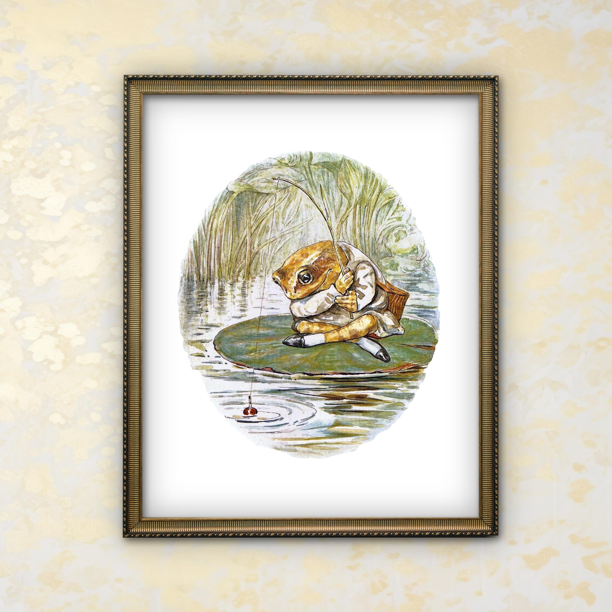 Amazon.com: CLOUD NINE PRINTS Beatrix Potter Print, Fishing Frog