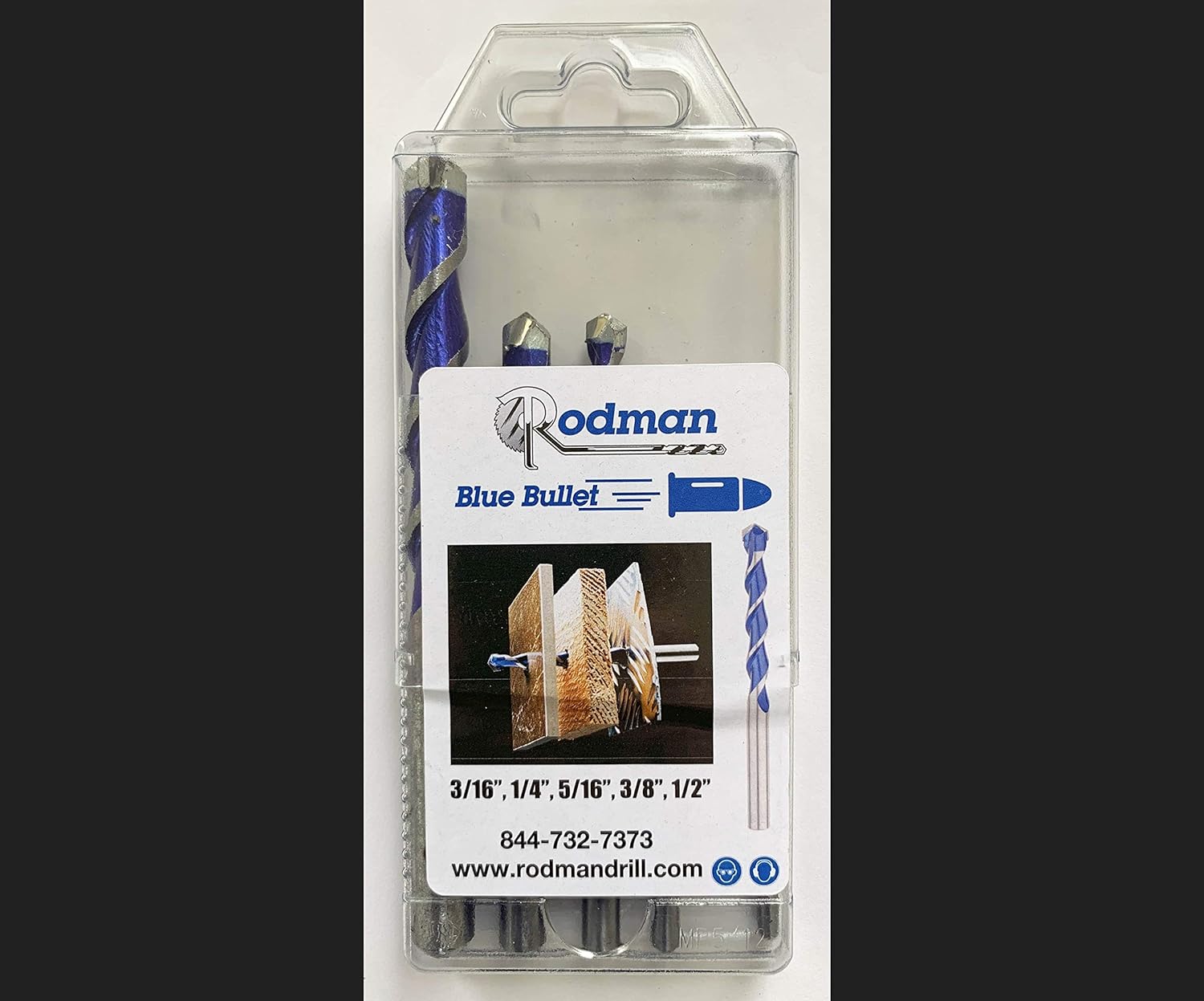 Rodman Blue Bullet Multipurpose Drill Bit Set: 3/16", 1/4", 5/16", 3/8" & 1/2"