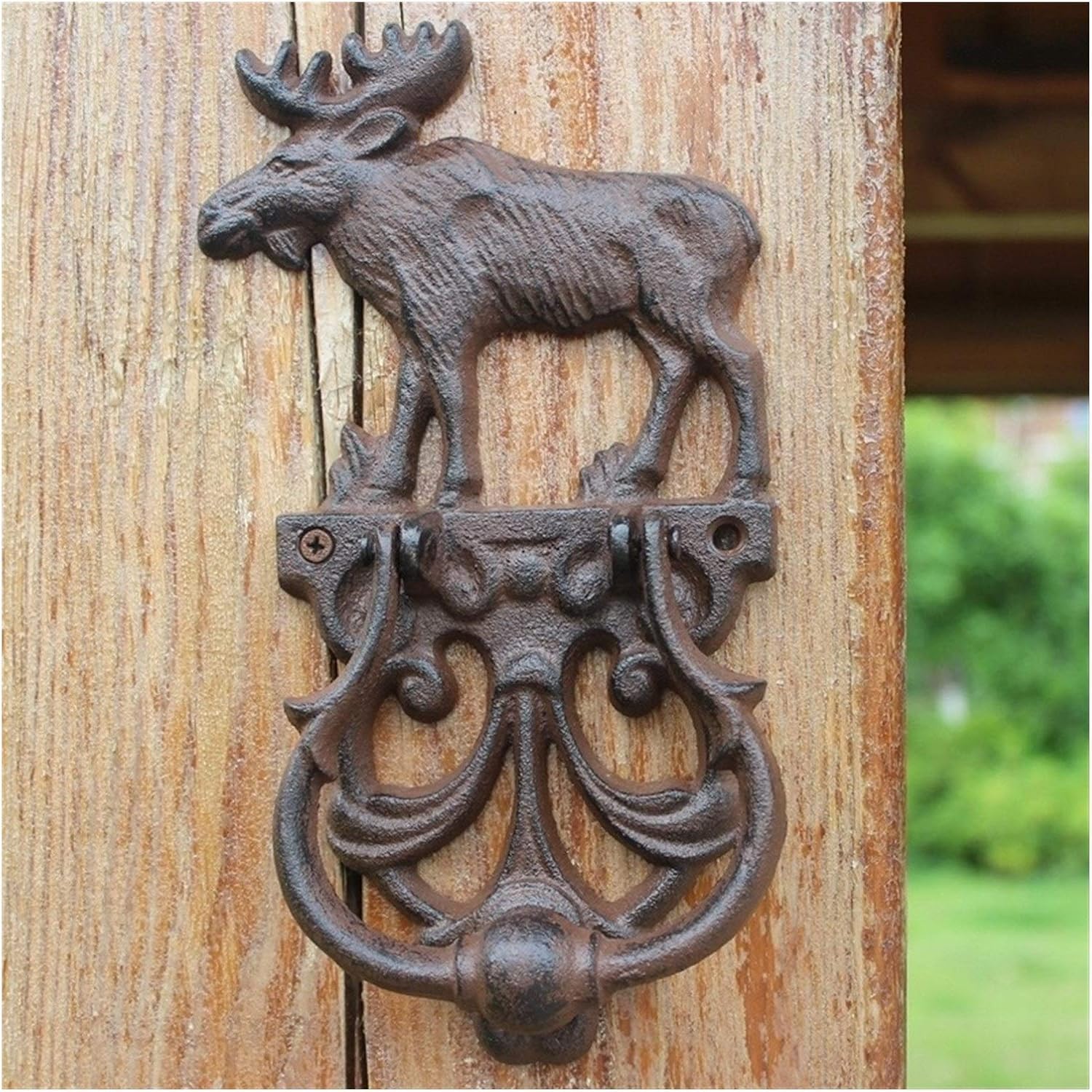 Zhaoqin Elk Door Knocker Door Knockers Iron Knocker Crafts Vintage Owl Door Knocking Antique Door Handle Garden Home Wall Decoration(Elk)