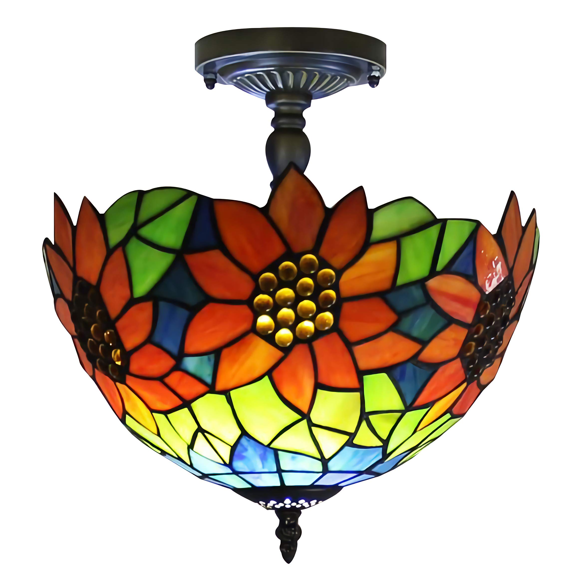 Plafonnier Tiffany vintage 12 pouces suspension rétro vitrail pour cuisine