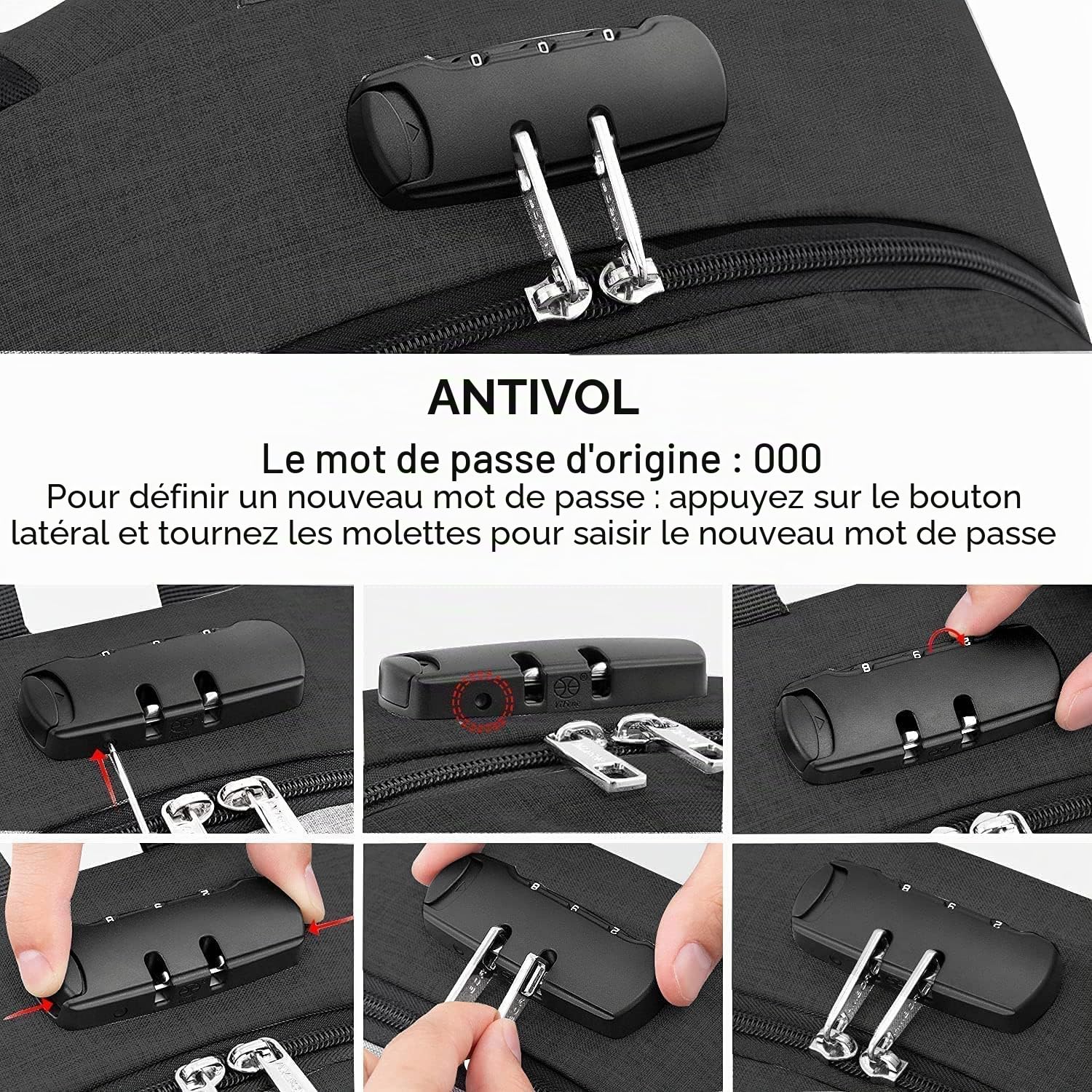 AMBOR Sac à Dos Ordinateur Portable 17.3 Pouces Imperméable avec USB Charging Port Noir