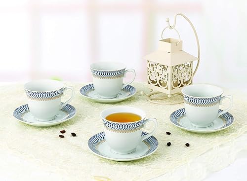 Miniatura 4 de Lorren Home Trends Zafiro-4 tazas y platillos, talla única, azul
