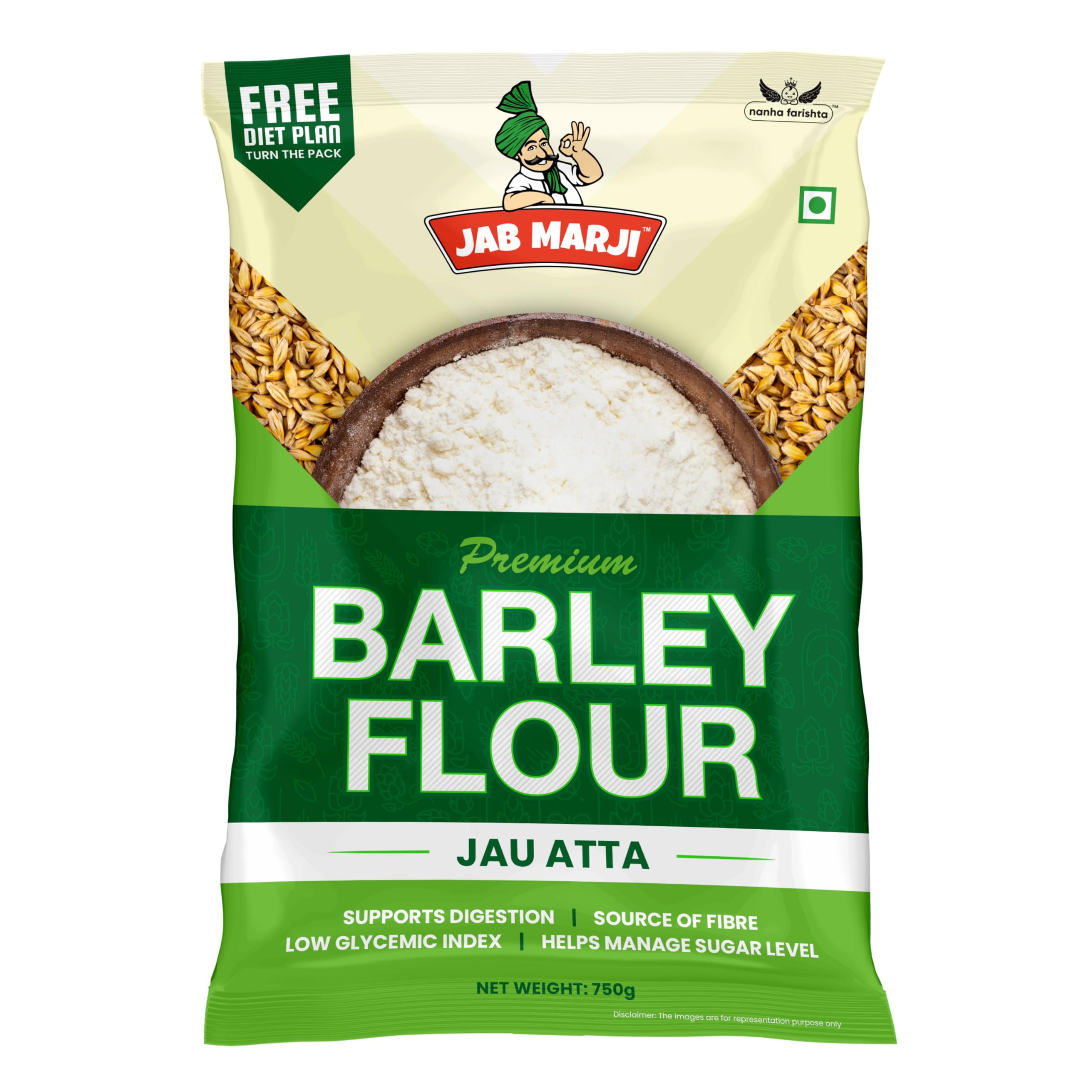 Jab Marji Barley Flour | Jau Atta (750g) | Gluten-Free | Rich in Protein & Fibre| Chakki Ground | Pearl Barley Flour | Soft Fluffy Rotis | Super Food | Low GI | Diabetic Friendly | 100% Vegan & Natural | Pack of 1 (750g X 1) (B0D7TM83TZ) Amazon Price History, Amazon Price Tracker