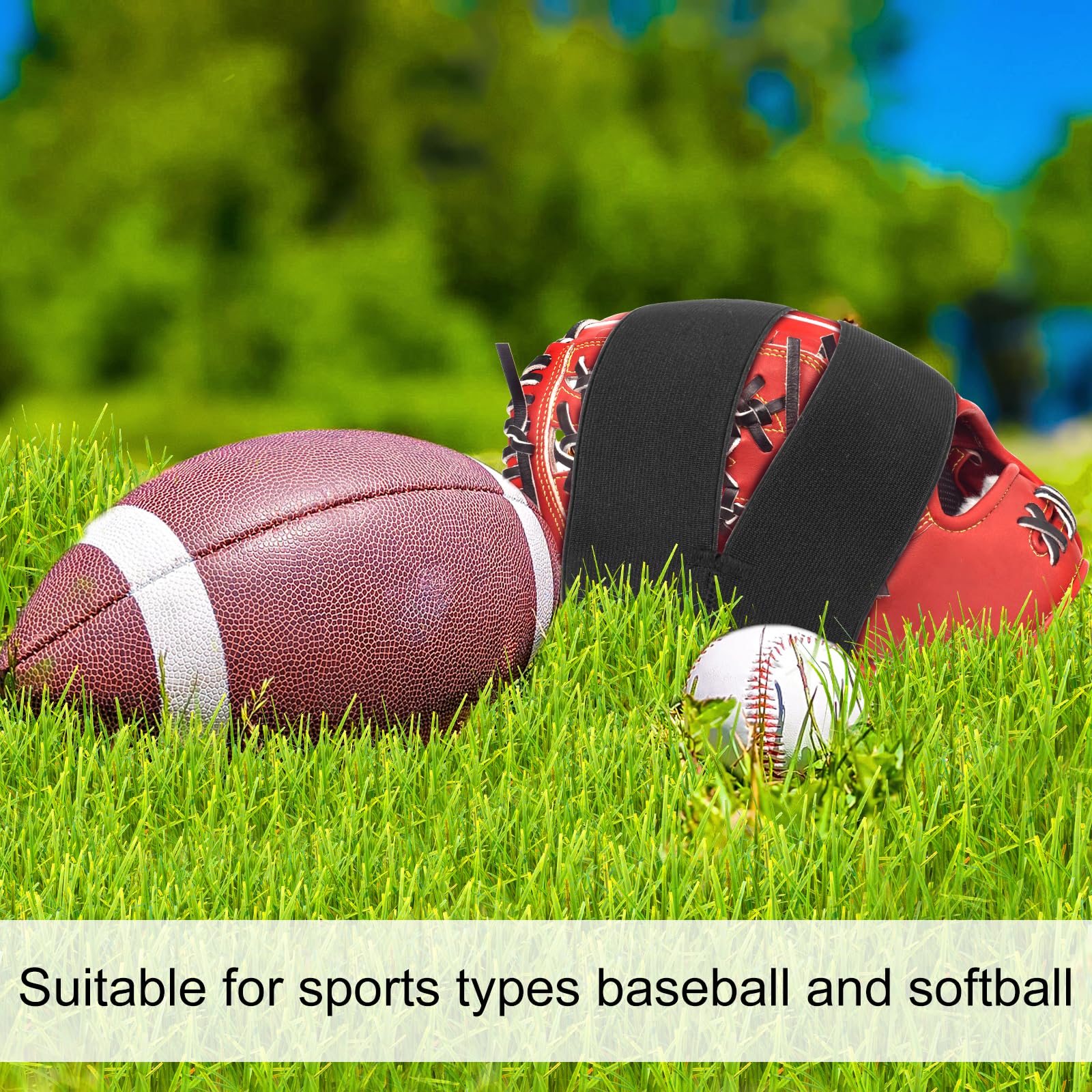 XIHIRCD 4 Pz Guanto Wrap Softball, Elastica Avvolgi Guanti da Softball Facile da Indossare e da Togliere Regali per l'Atleta Cinturino per Guanti da Baseball, Mantiene Rapidamente Formata la Tasca