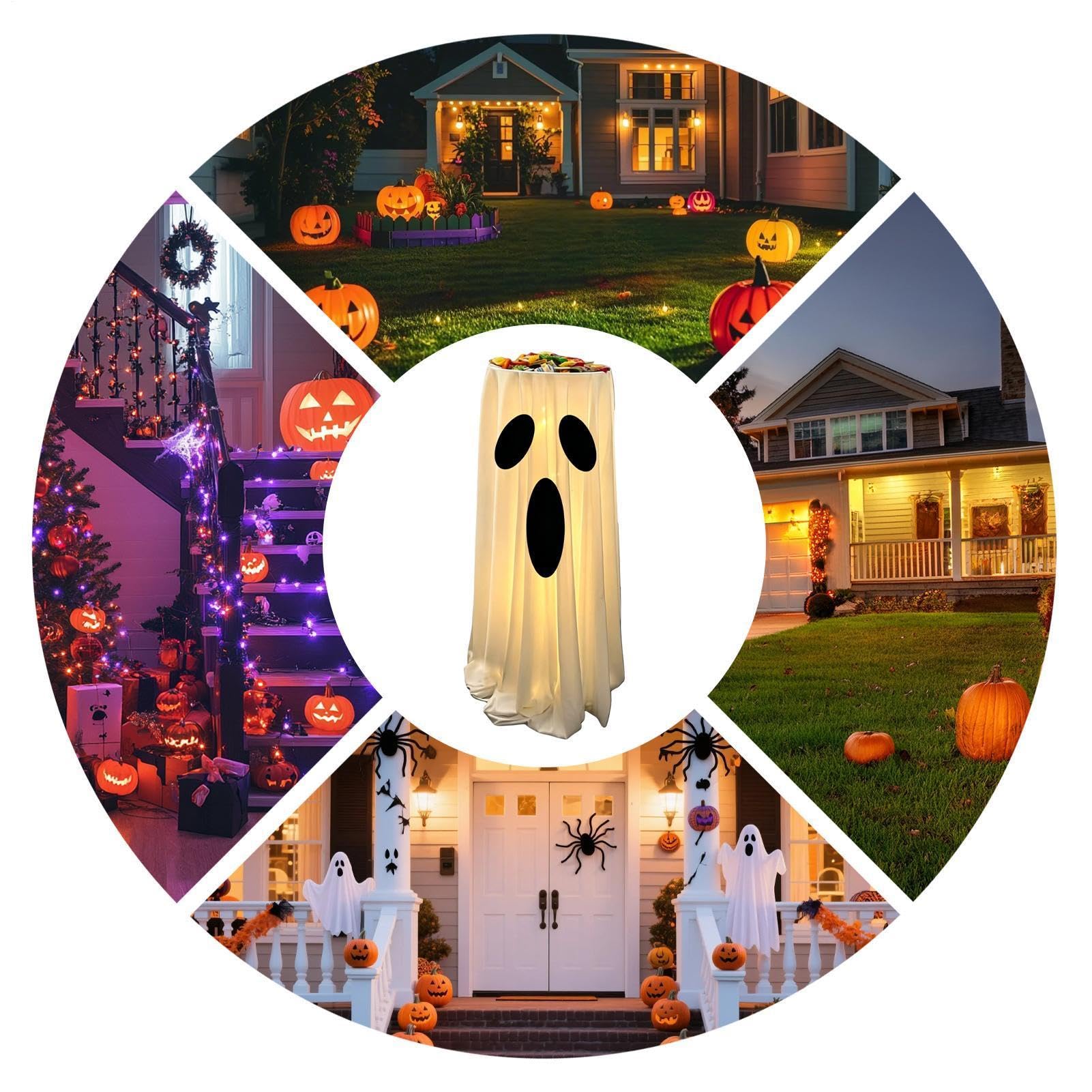 Dekoracja na zewnątrz z motywem duchów, podświetlana dekoracja ogrodowa na Halloween