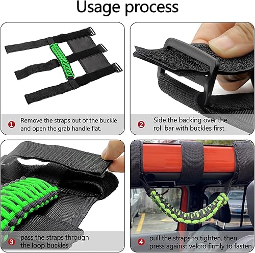 Miniatura 3 de 4 asas de agarre de barra antivuelco compatibles con Jeep Wrangler JLU JK JKU TJ YJ LJ JT JL y Gladiator JT 1987-2021 UTV y ATV, se adapta a barras