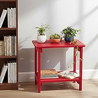 Vista 2 de Shine Company Providence - Mesa auxiliar rectangular de madera maciza, mesa de patio Adirondack para exteriores, color rojo chile