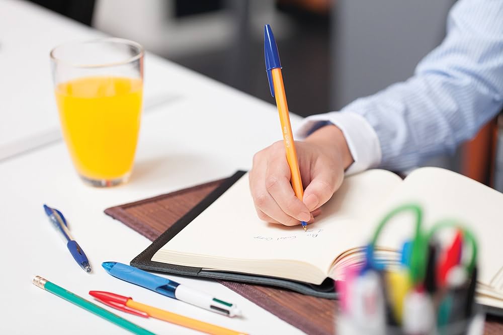 Stylo BIC Orange Extra Fin 0.3mm - Encre Noire, Capuchon