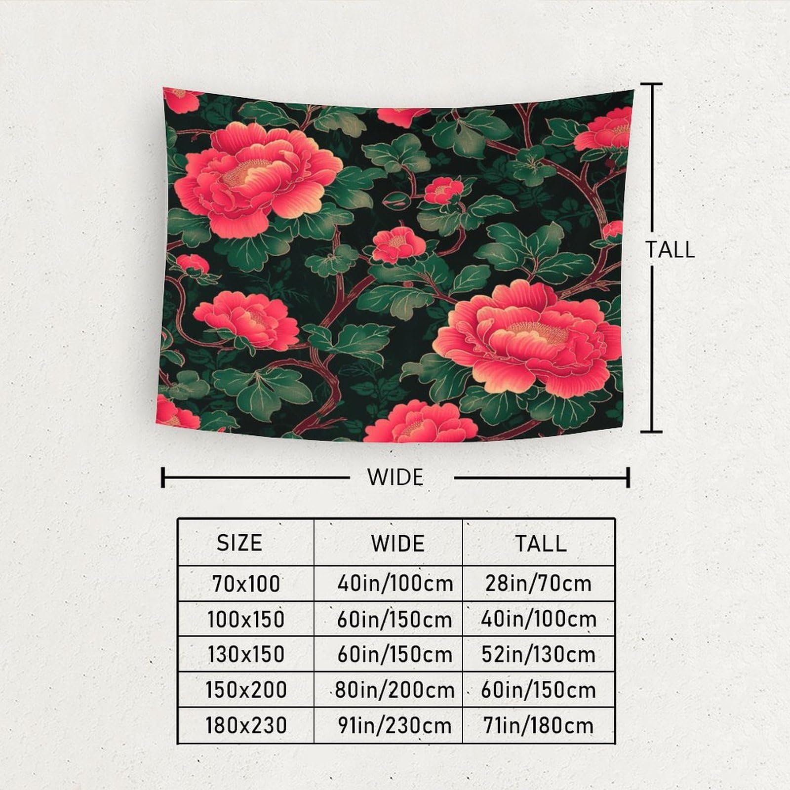 Tapiz Floral Botánico Para Colgar En La Pared, Tampado De Flor