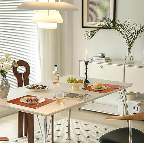 Miniatura 5 de Juego de 6 manteles individuales de piel sintética con patrón de piel vaca, resistentes al calor, decoraciones antideslizantes para mesa de comedor,