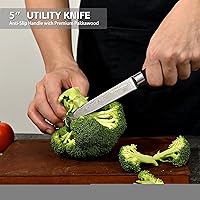 Vista 7 de Professional Kitchen Chef Knife sets, Razor Sharp Premium High Carbon German Steel 3 pcs Knife Set, Ergonomic Forged Pakkawood Handle, Chef, Santoku