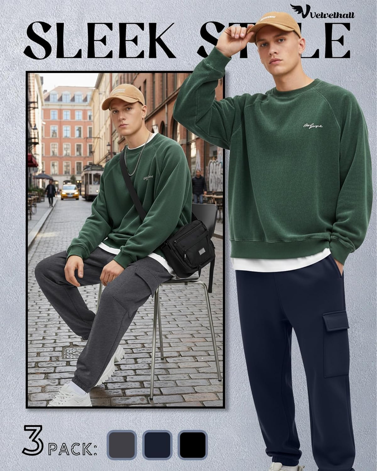 3 Pack Men's Cargo Sweatpants Baggy Joggers Casual Drawstring Pants Lightweight Workout Tapered with Pockets - Image 4