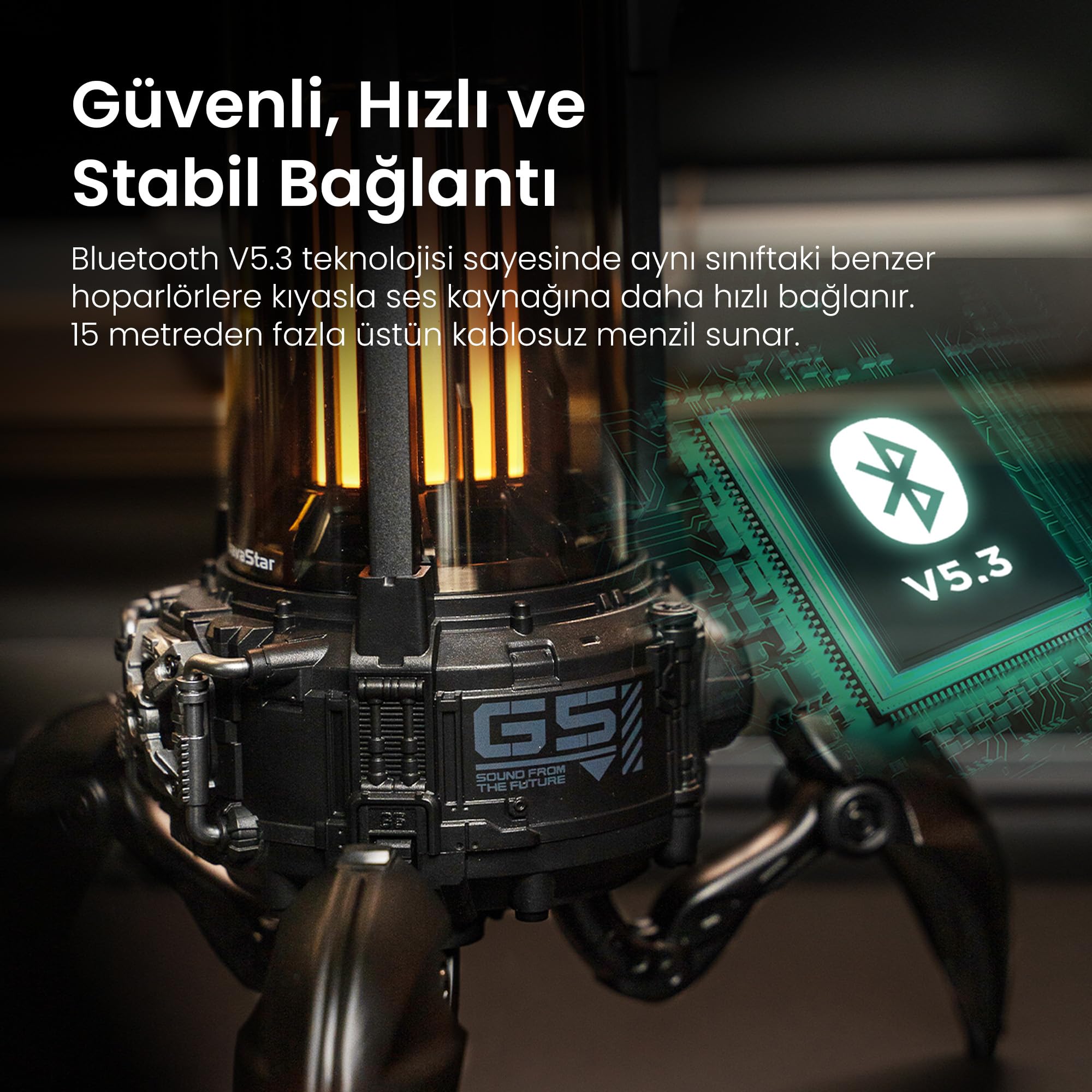 Gravastar Süpernova 25W Bluetooth Hoparlör, Taşınabilir Stereo Ses Bombası, RGB Işıklı, 2 Adet (Siyah)