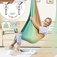 Vista 5 de Sensory Swing, Indoor & Outdoor Sensory Swing for Kids & Adults, Double Layer Therapy Cuddle Swing for Kid with Autism, Holds up to 300lbs Naranja