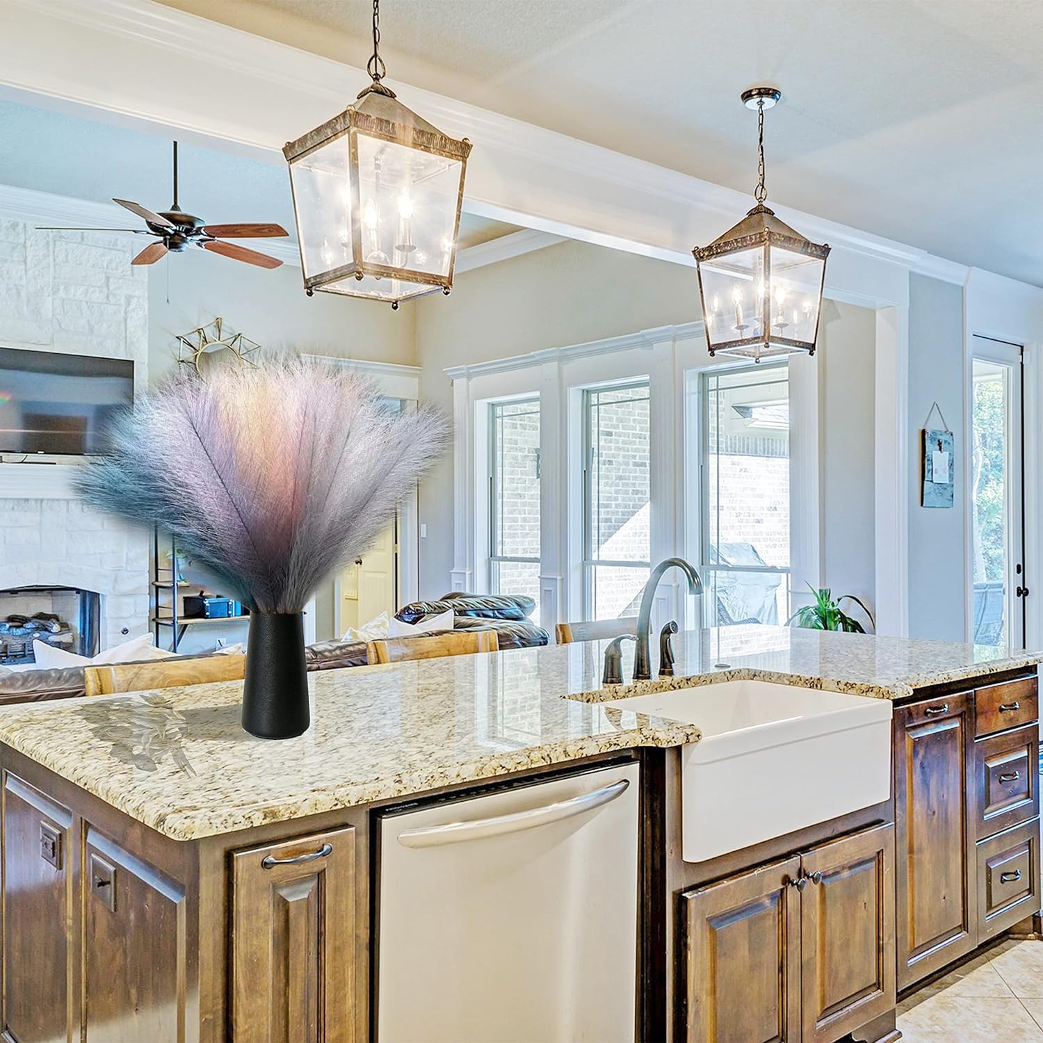 30 Piume Decorative Pampas Artificiali - Fiori Secchi Per Arredamento Boho, Matrimoni, Casa - Rosa