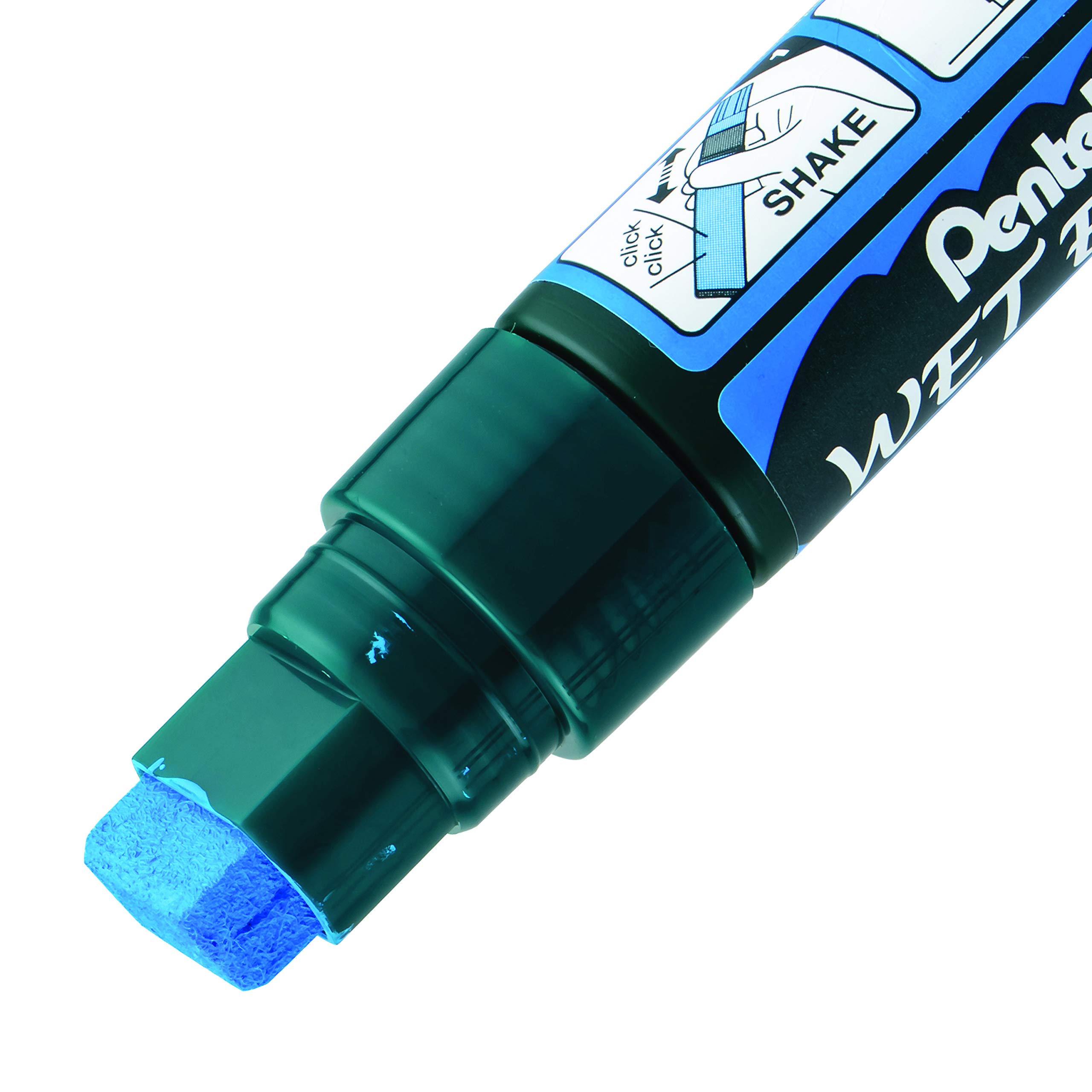 Pentel Arts Marqueur à craie effaçable humide Pointe biseautée Jumbo 12 Pack bleu