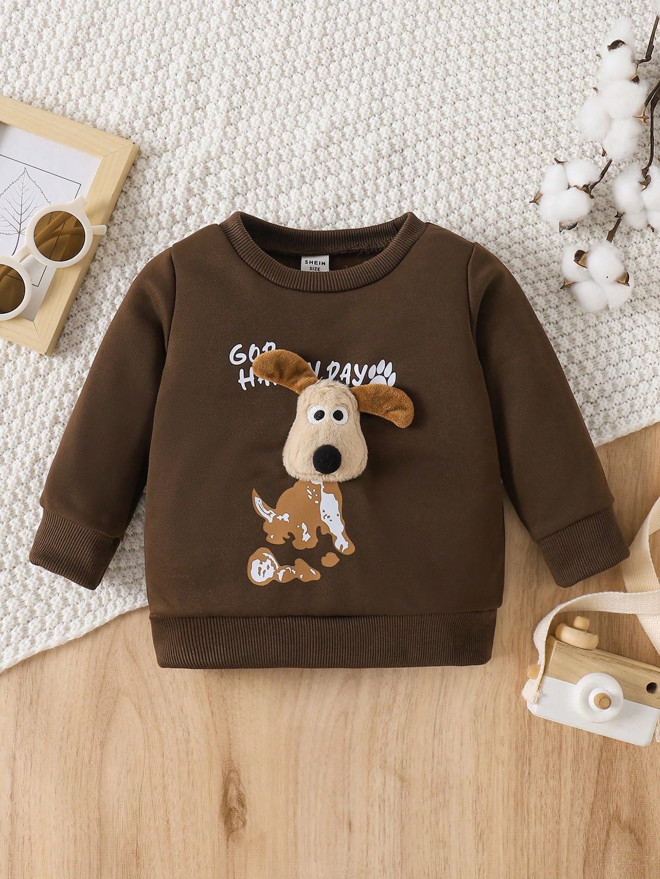 Lymio Kids Sweatshirt | Sweatshirt for Kids | Comfortable Boys T-Shirt | Unisex Baby Full Sleeve Top (Kids-10-Brown) | Age 12-18 Months