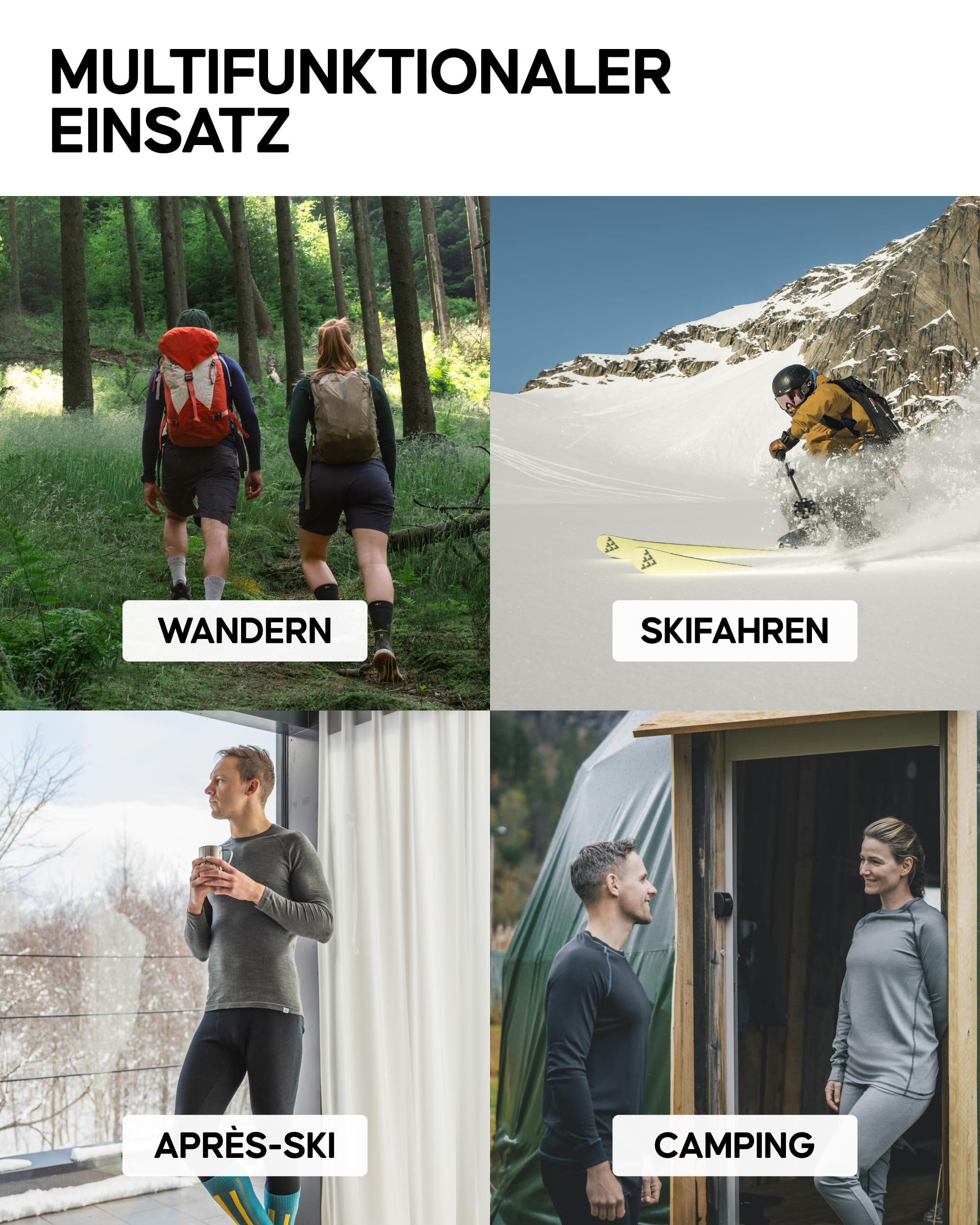 DANISH ENDURANCE Merino Shirt Herren, Reißverschluss & Rollkragen, Half Zip Pullover, Premium Thermounterwäsche, Skirolli, Thermoshirt, Warm & Atmungsaktiv