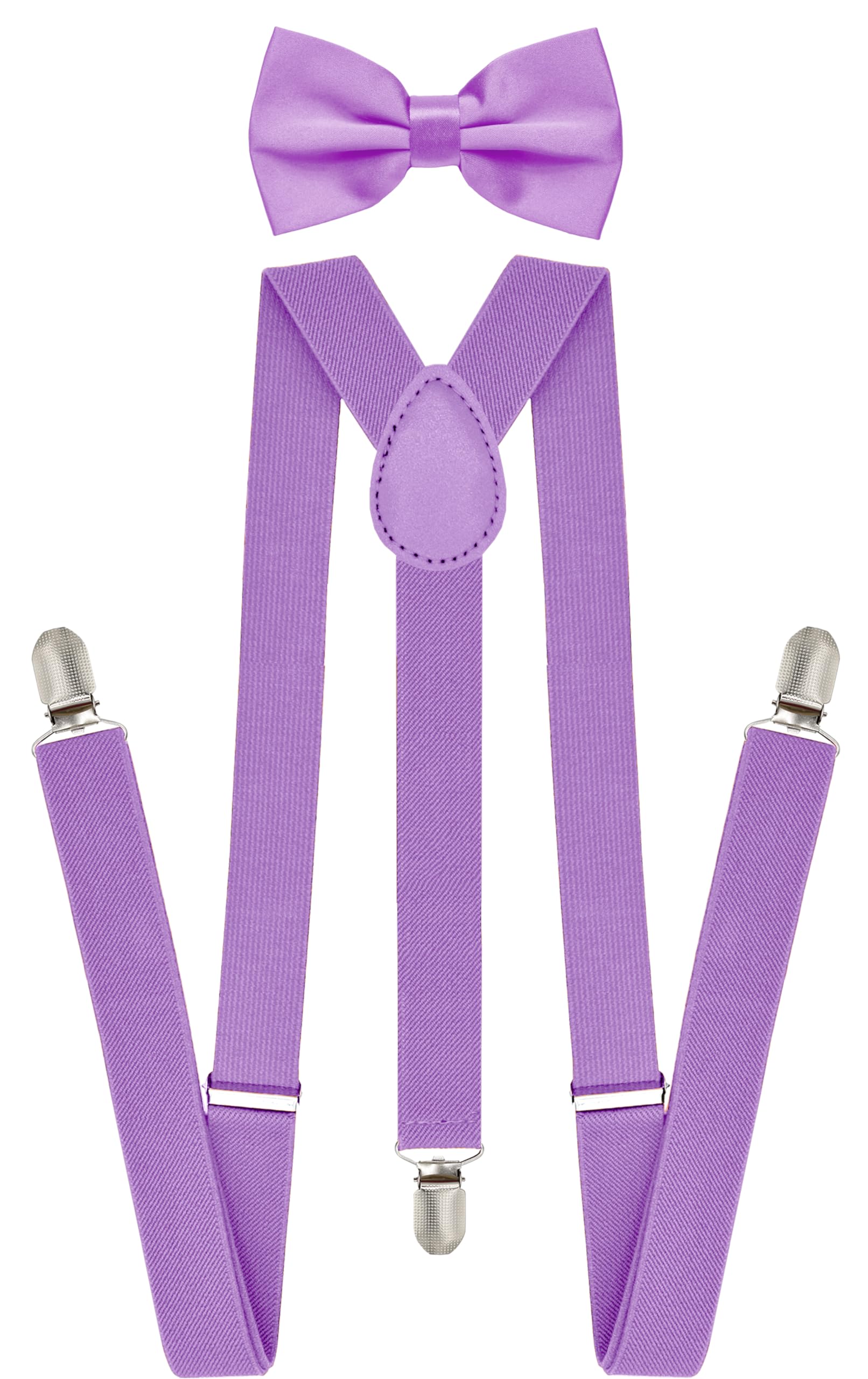 trilece Suspenders for Men with Bow Tie - Adjustable Elastic 1 inch Wide Y Shape - Womens Suspender and Bowtie - Strong Clips