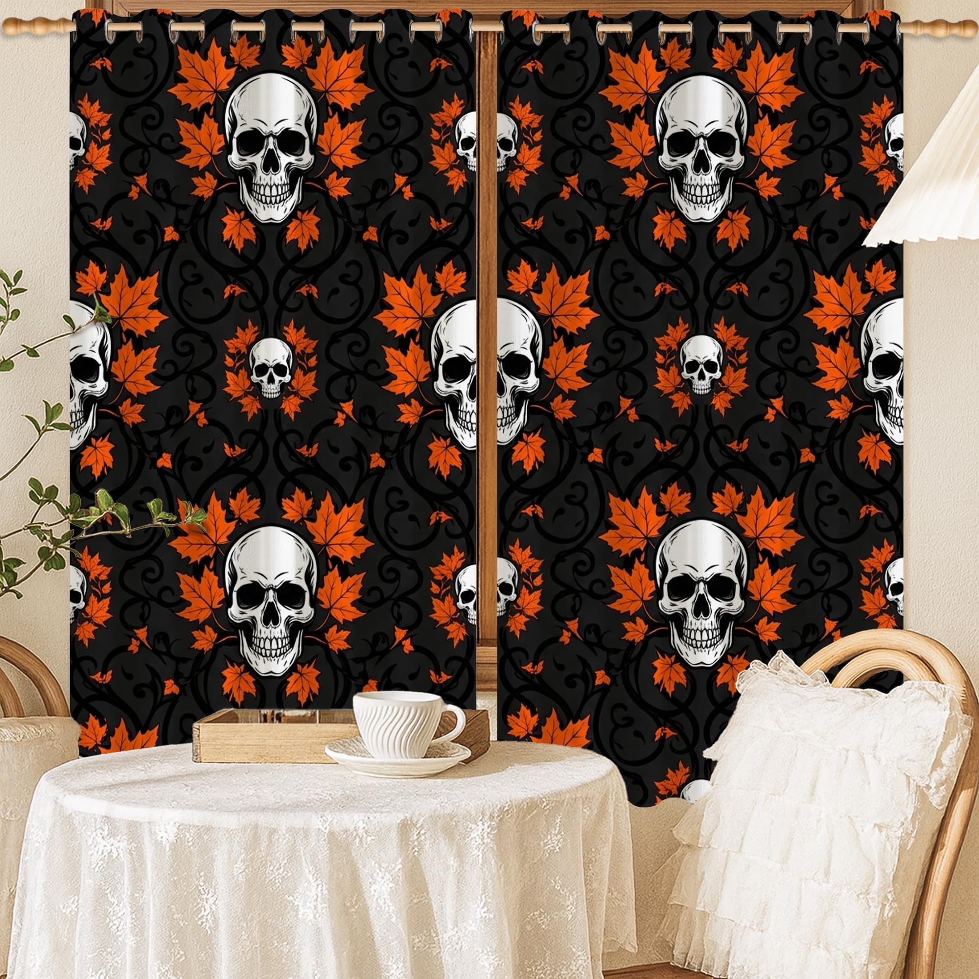 Rideaux occultants infroissables noir d'Halloween 132x137 cm