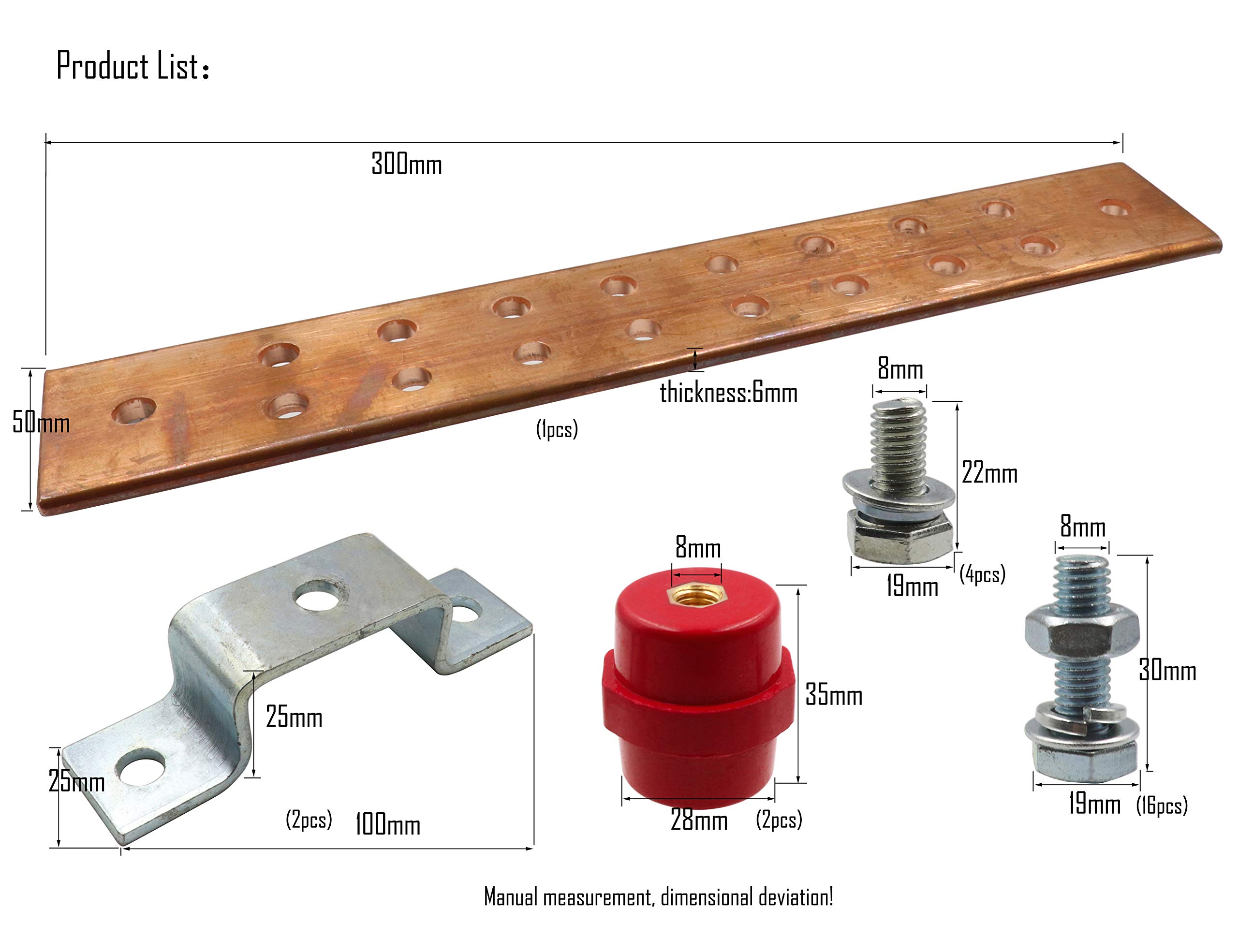 Buy LBY .24x 1.97x 9.8 Wall Mounted Copper Ground Bar Kit, With 12 Terminal Positions Copper Grounding B