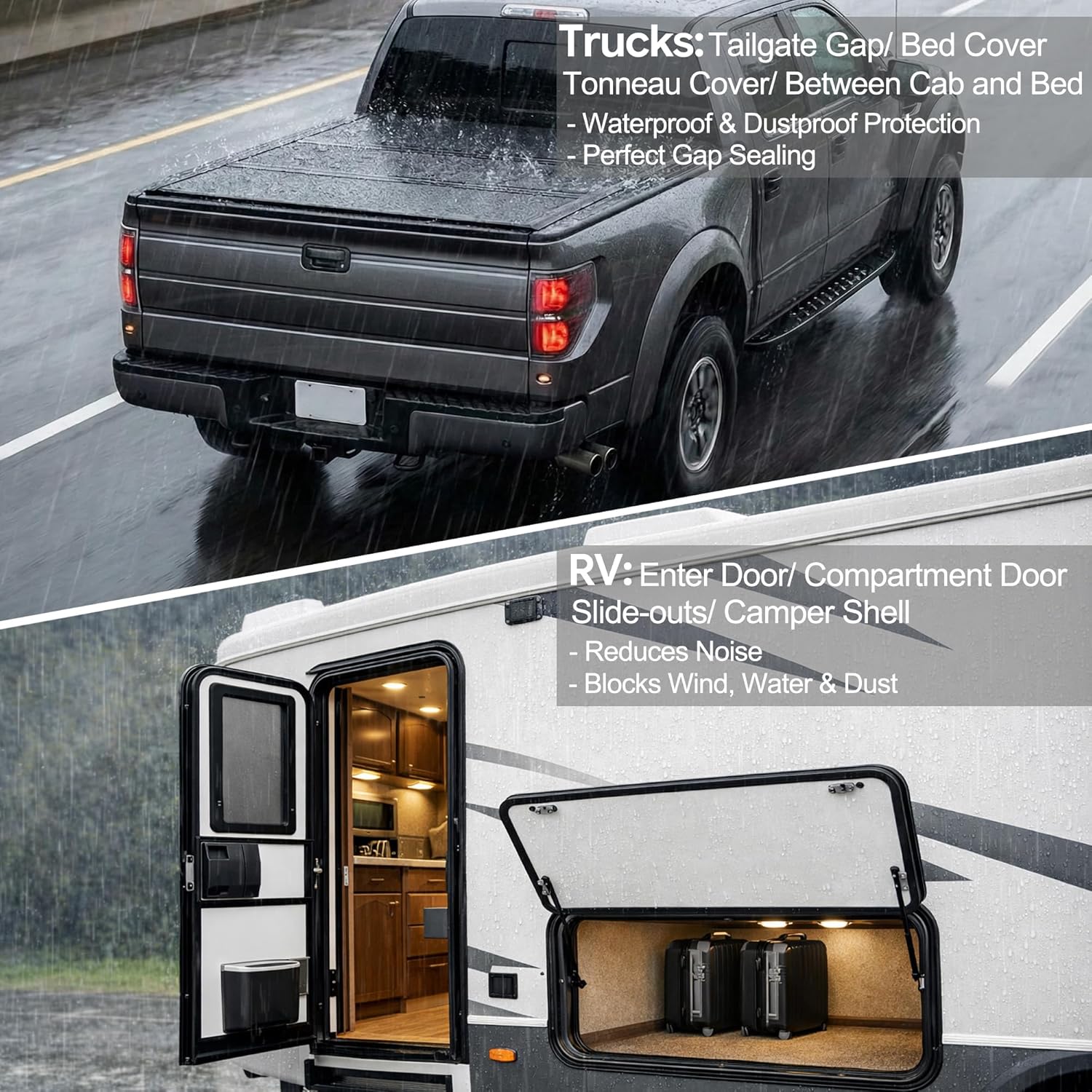 UIOCSSC EPDM Rubber D-Shaped Weather Stripping 26FT RV Door Seal with Strong Self Adhesive, Trailer & Truck Bed Seal, Tonneau Cover, Marine Boat Hatch Gasket, W:0.59"; H:0.61"