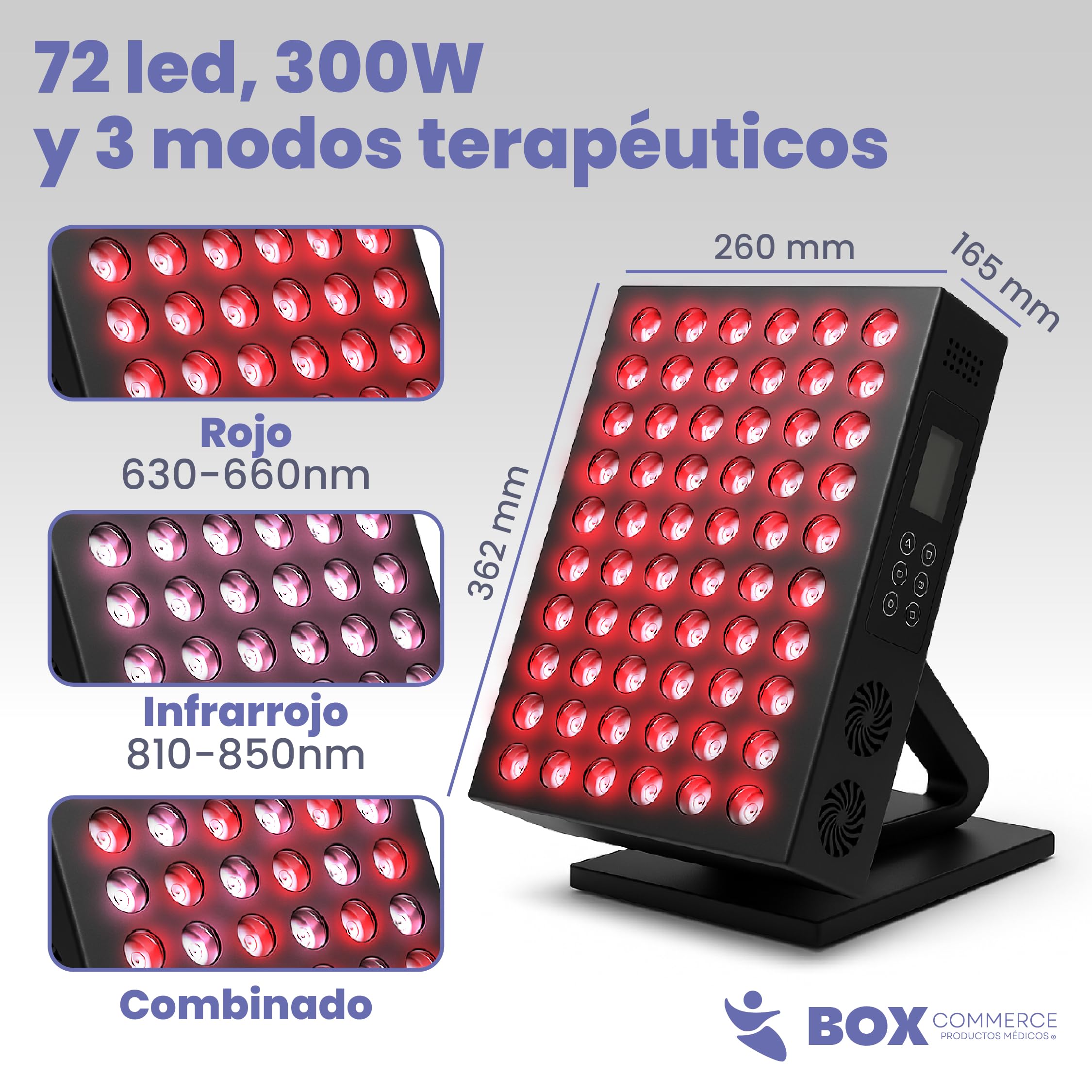 Panel Luz Roja e Infrarroja - Terapia Luz Roja para Dolor Articular, Muscular y Piel - Lampara Infrarrojos para Tratamiento Facial y Corporal en Casa
