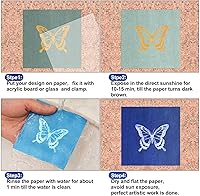 Vista 7 de Juego de 60 piezas de papel de impresión solar, papel cianotipo, papel de arte solar de 3.9 x 3.9 pulgadas con 2 herramientas de plástico