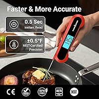 Vista 2 de Termómetro profesional de lectura instantánea digital de 0.5 segundos, certificado NIST ± 0.5℉ de precisión, rotación automática gran pantalla LCD