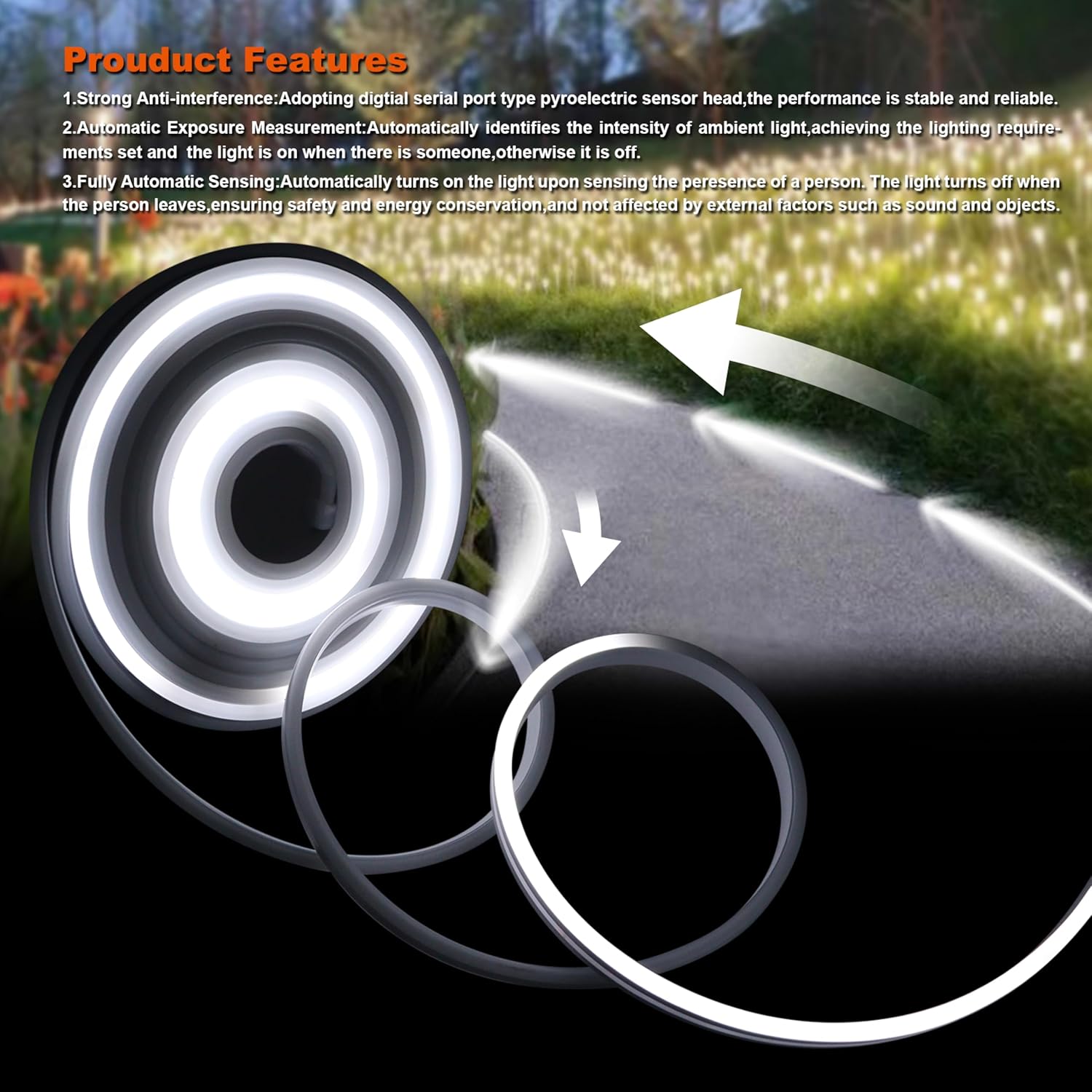 Motion Sensor LED Strip Lights - Chasing Effect Auto ON/Off for Stairs, Bedroom, Under Cabinet - 16.4ft White, Easy Peel & Stick Install