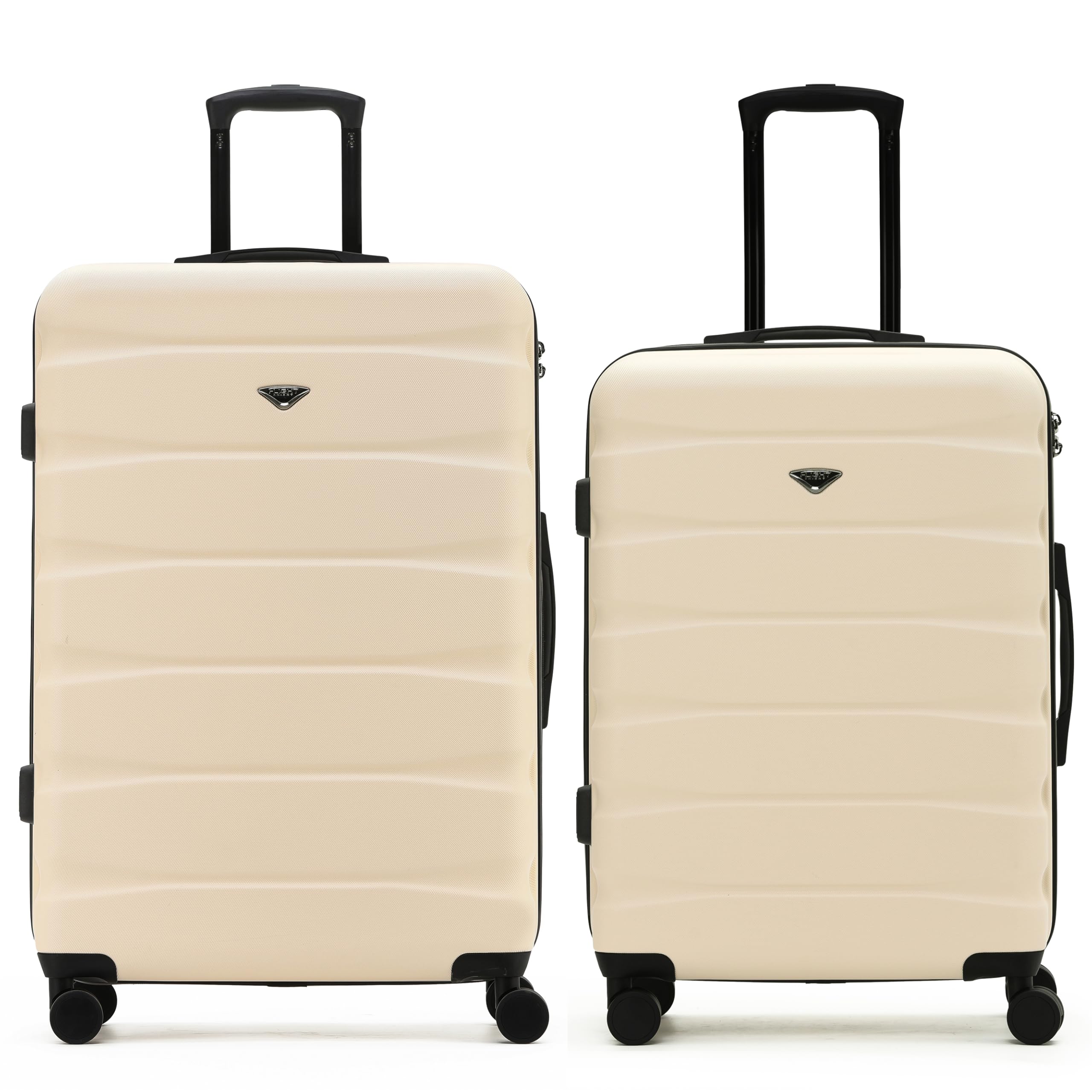 Flight Knight Luggage Sets - Checked Hardside Luggage - All Parts Size Medium 27x16x11 & Large 31x21x12 TSA Lock Easy Glide Silent Double Spinner Wheels Durable Hardside Lightweight Suitcase