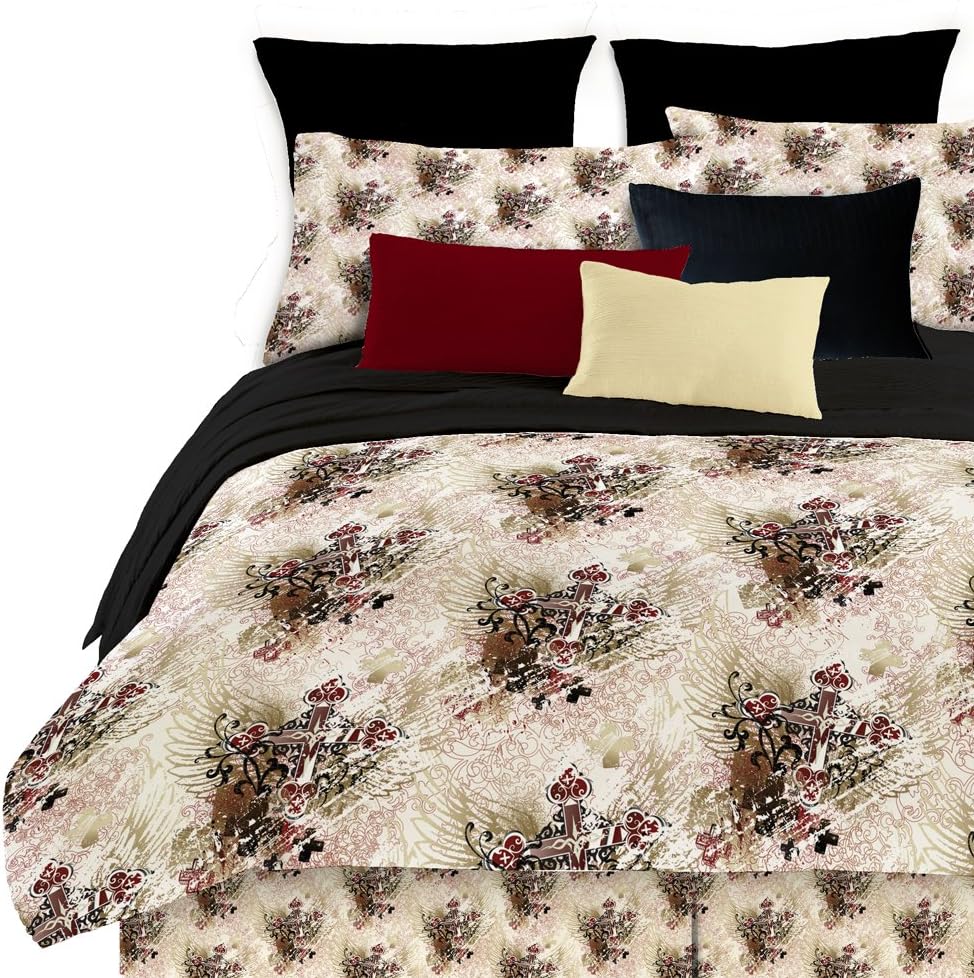 Street Revival Winged Cross Queen Comforter Set, Multi