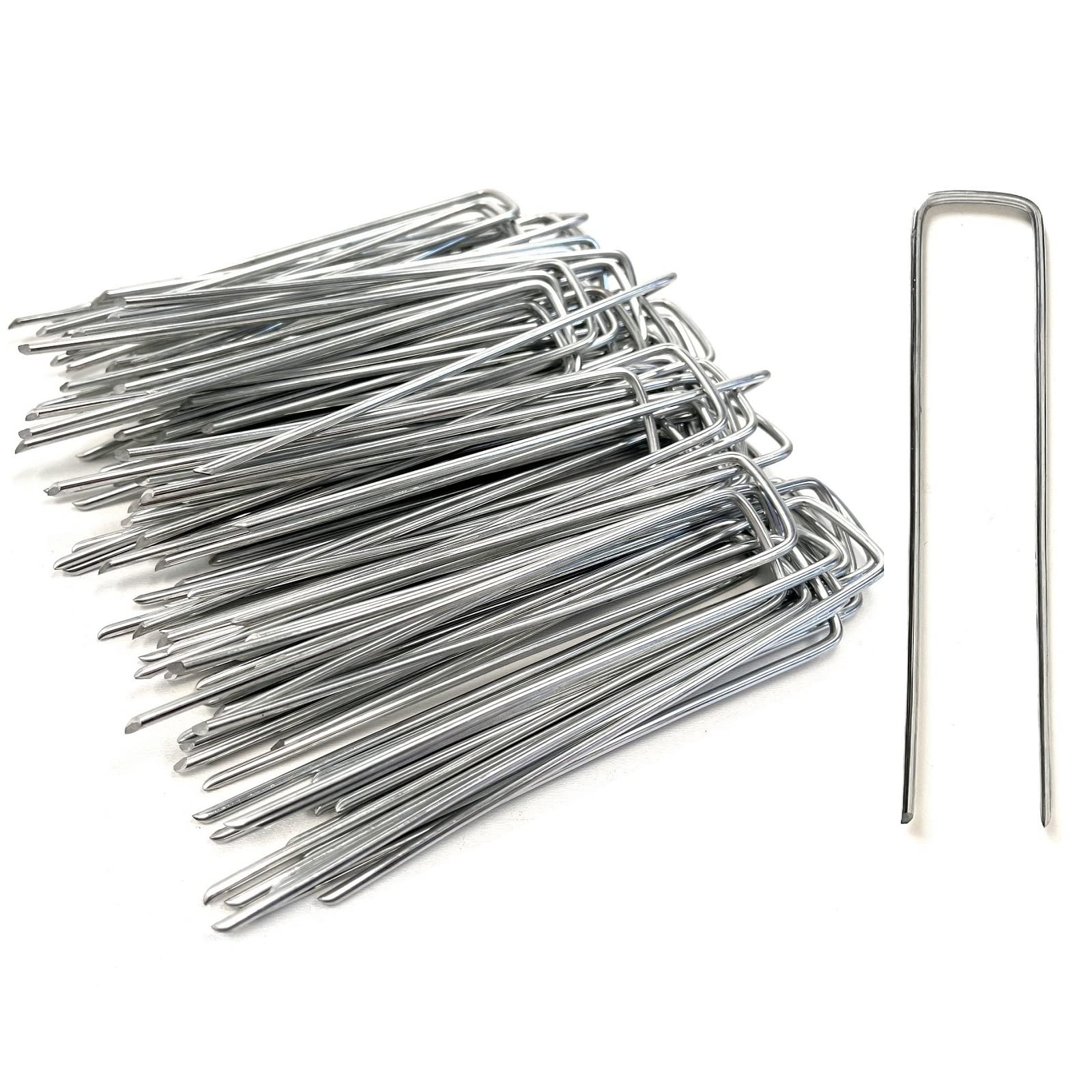 yelloo Kit de 100 piquets pour pelouse fixation filets de paillage fer galvanisé antirouille 150 x 30 x 3 mm