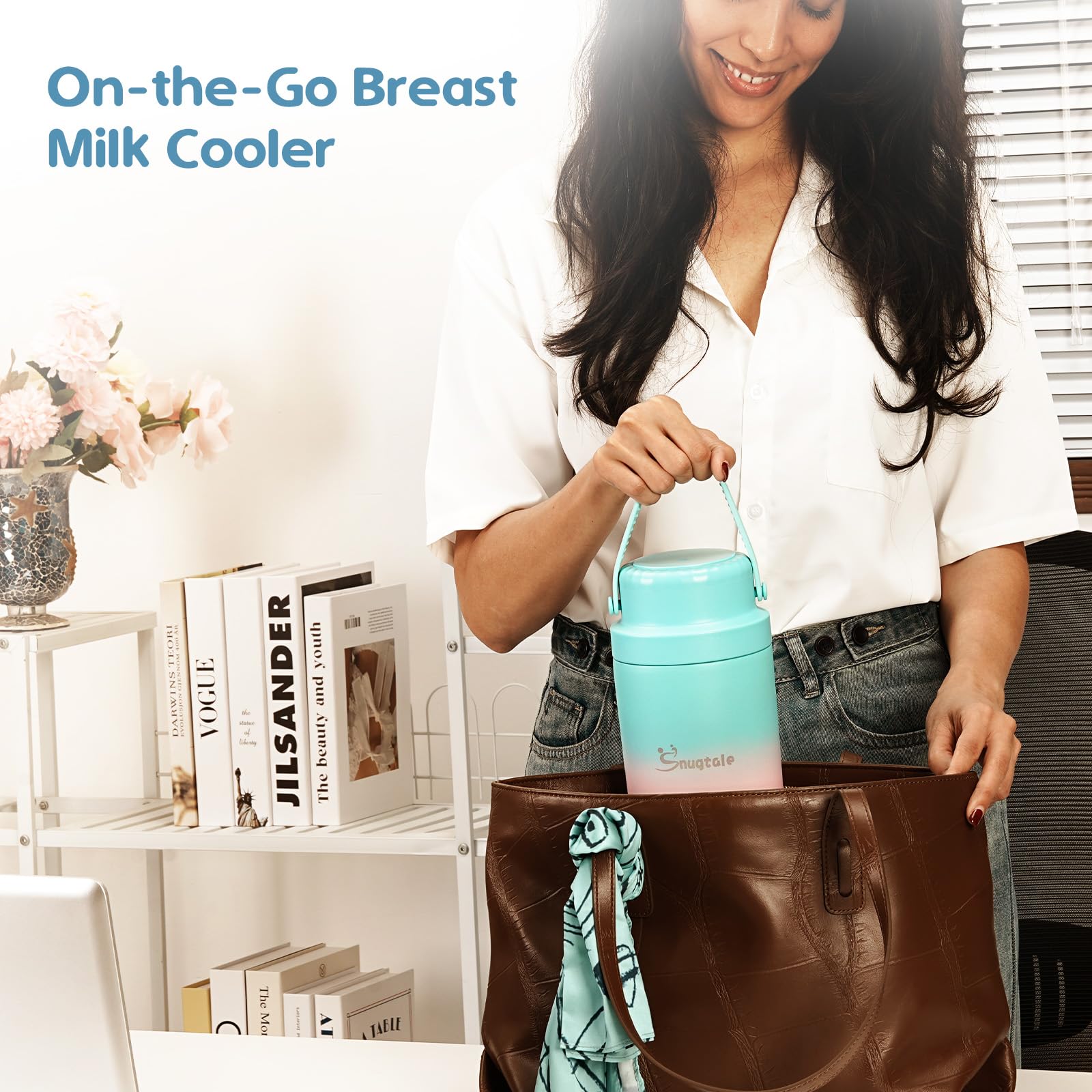 22oz Portable Breast Milk Cooler Bottle – Milk Cooler for Breastmilk, 24H+ Cooling, with 2 BPA-Free Bottles with Measurement Marks, Travel Essential for Outdoor Breastfeeding & Pumping