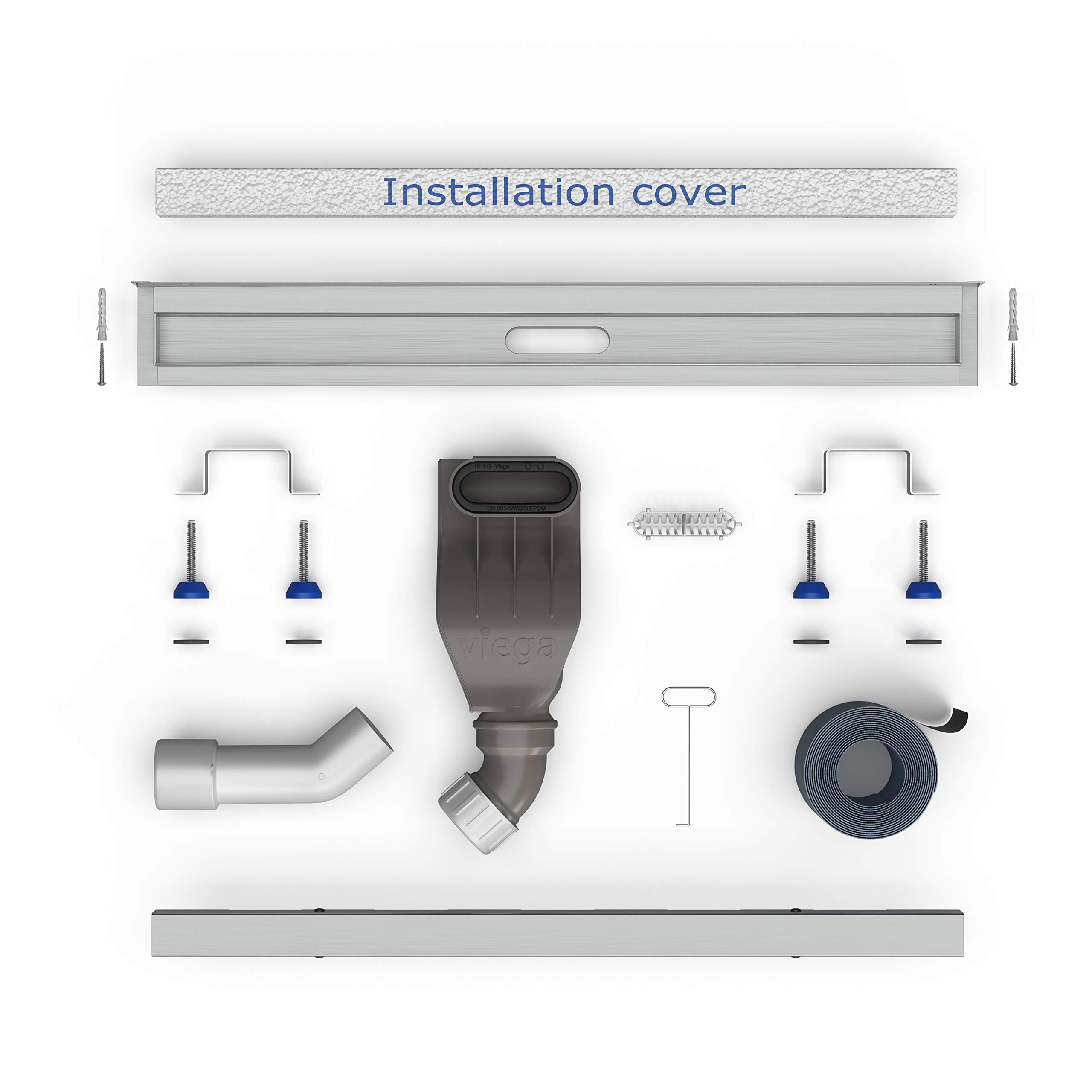 SET completo - canal de ducha 70 cm AQUABAD® Slim Wall Pro de acero inoxidable incl. filtro de pelo, salida horizontal, tapa "BORD" y cuerpo básico SET