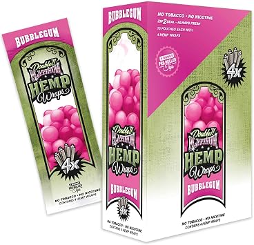 The Original Double Platinum Wraps Non GMO 4 Wraps & Filters per Pack 15 Pack Display - 60 Wraps total Bubblegum