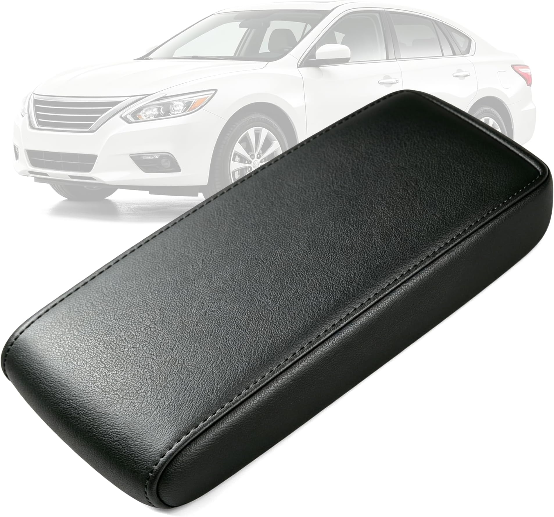AOMSAZTO Automotive Center Console Cover for Nissan Altima Faux Leather Car Armrest Cover Seat Box Protector Custom Fit Compatible for 2014 2015 2016 2017 Altima Car Accessories Black