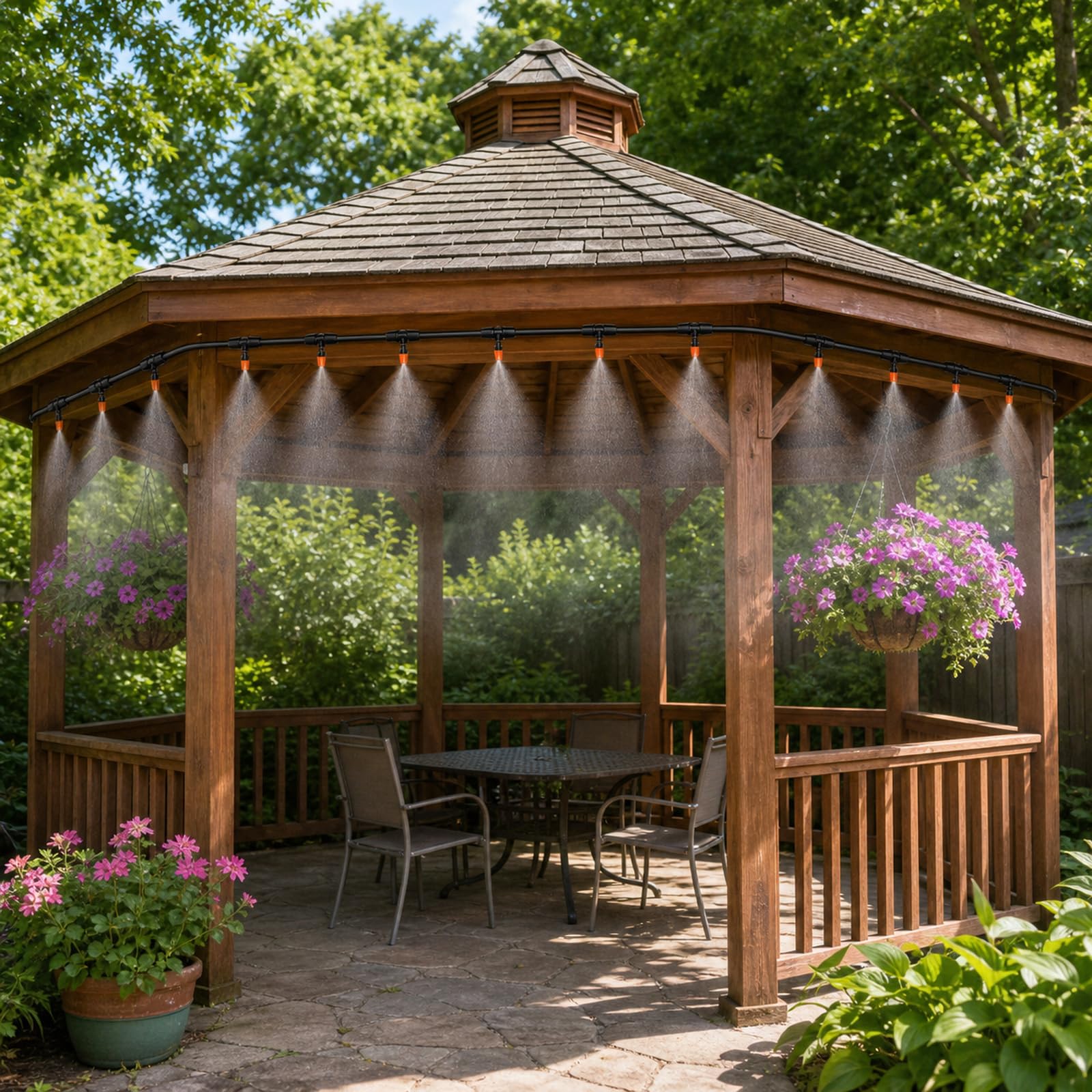 Sprühnebel Terrasse,Sprühnebel System Garten,Wassernebel Kühlung,Outdoor-NebelküHlsystem FüR Terrasse,Staubentfernung,Einfache Installation,für Garten,Terrasse,Rasen,Balkon,Pavillon