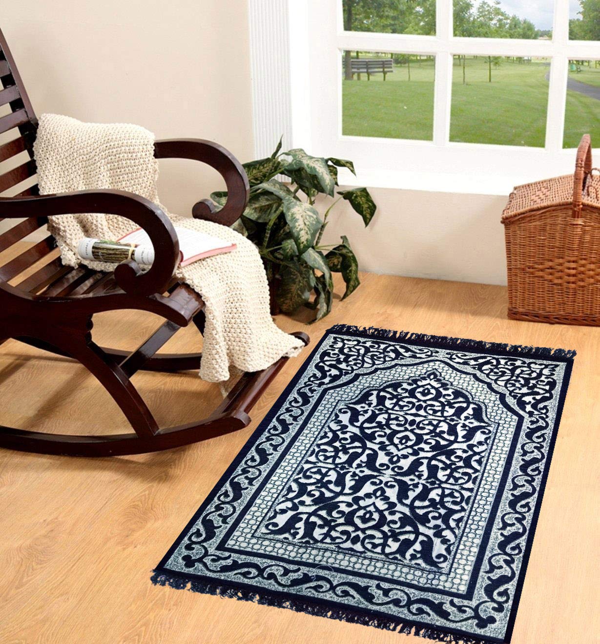 STATUS Janamaz Prayer Mat with Travel Bag - 42x26 Inch (Blue)-picture-39