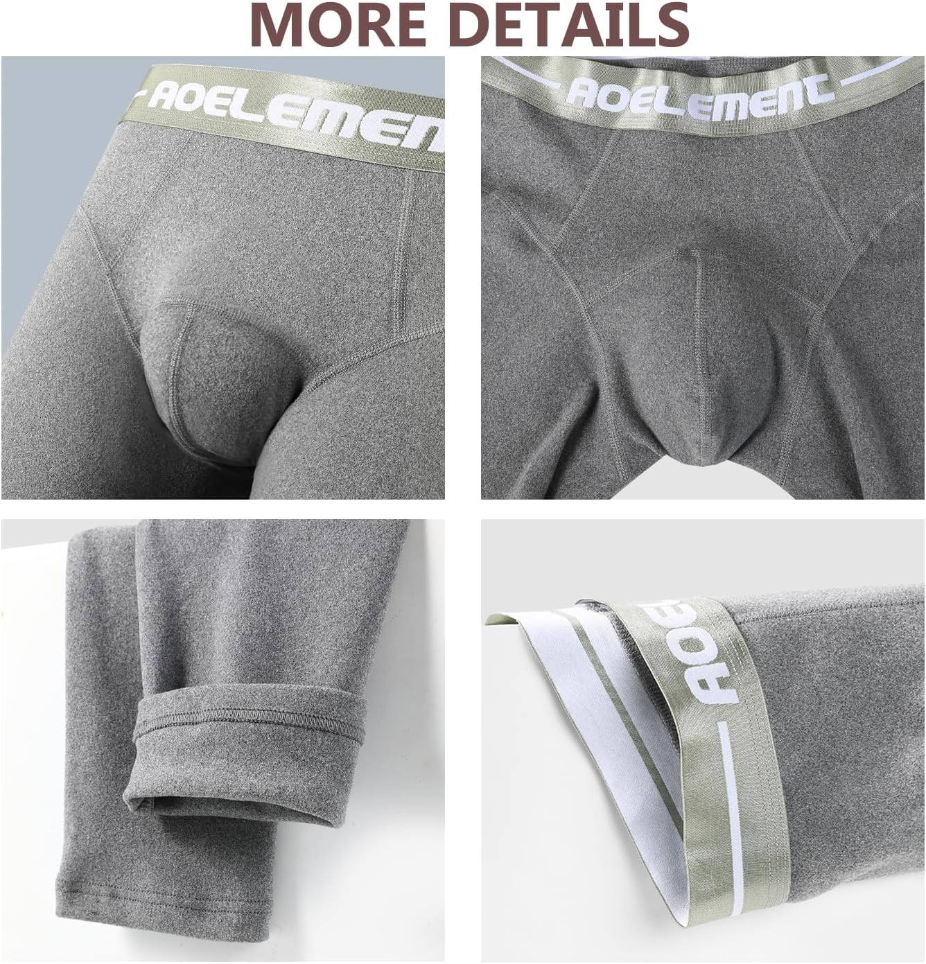 Ouruikia Men's Thermal Underwear Bottoms Fleece Lined Thermal Pants Long Johns Pants Ski Thermals Bottom Cold Weather